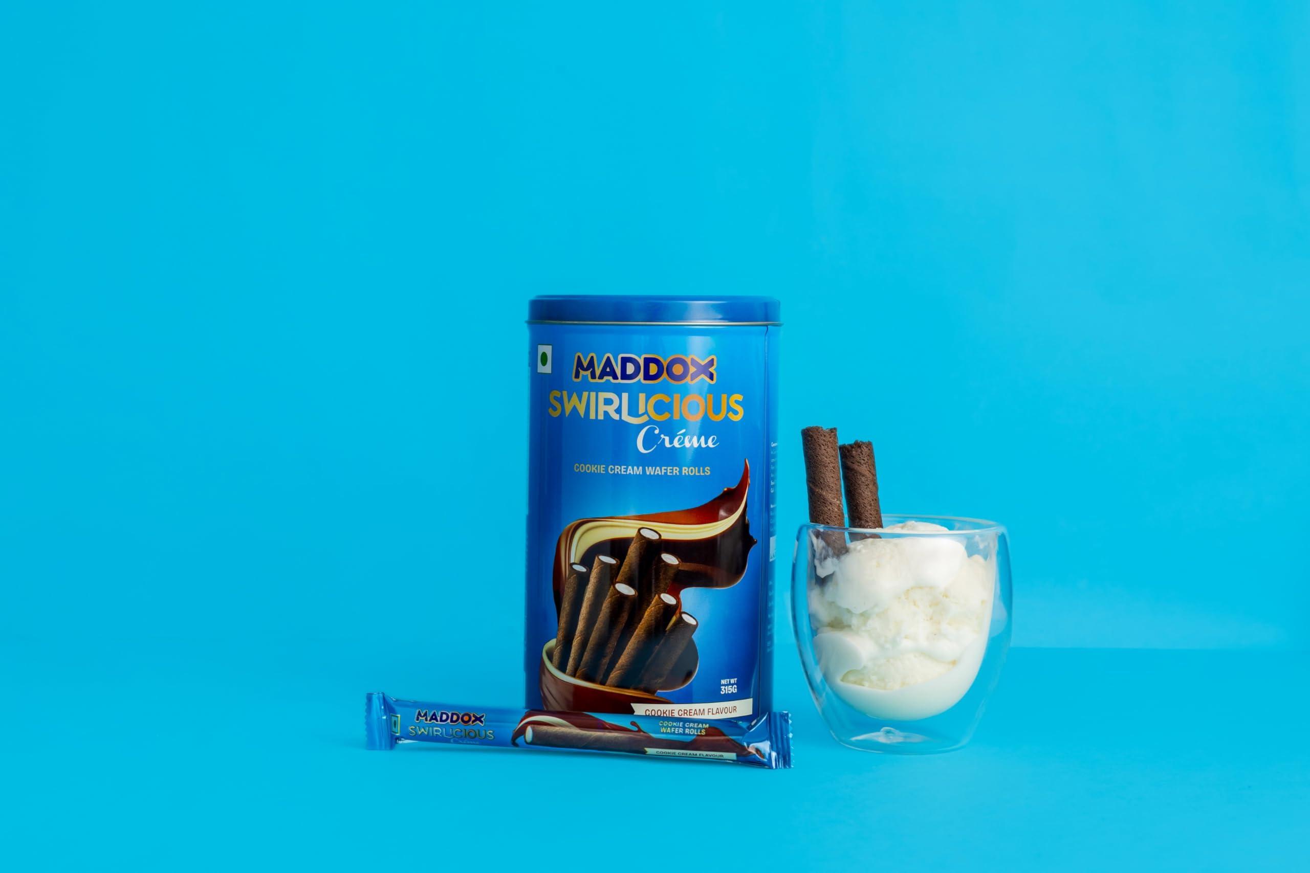 Maddox Maddox Swirlicious Cookie Cream Wafer Roll 315gm (10.5g x 30 Wafer Rolls)