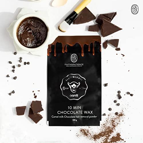 FAITH & PATIENCE FAITH & PATIENCE 10-Minute Chocolate Hair Removal Wax Powder Full Body, Easy Home Use, Chemical-Free, No Irritation Or Rashes For Men & Women (100G)