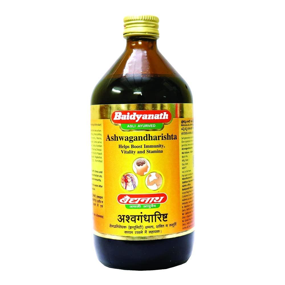 Baidyanath Asli Ayurved Baidyanath Ashwagandharishta | Boosts Immunity & Reduces Stress | Enhances Body Strength, 450 ml (Pack of 2)