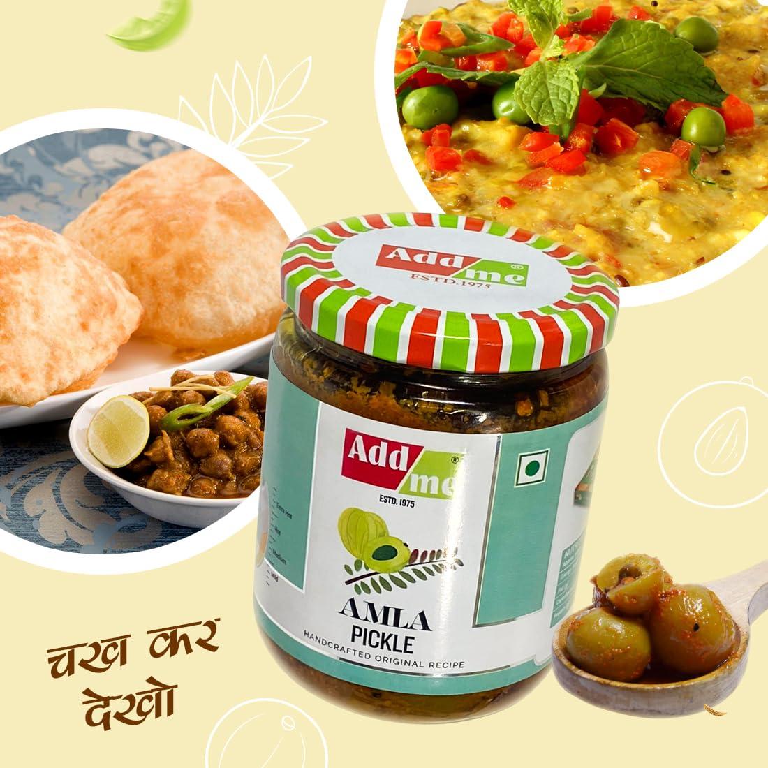 Add me Add me Home Made Amla Pickle Seedless 1Kg Amla ka Achar 500gm + 500gm Glass Jar