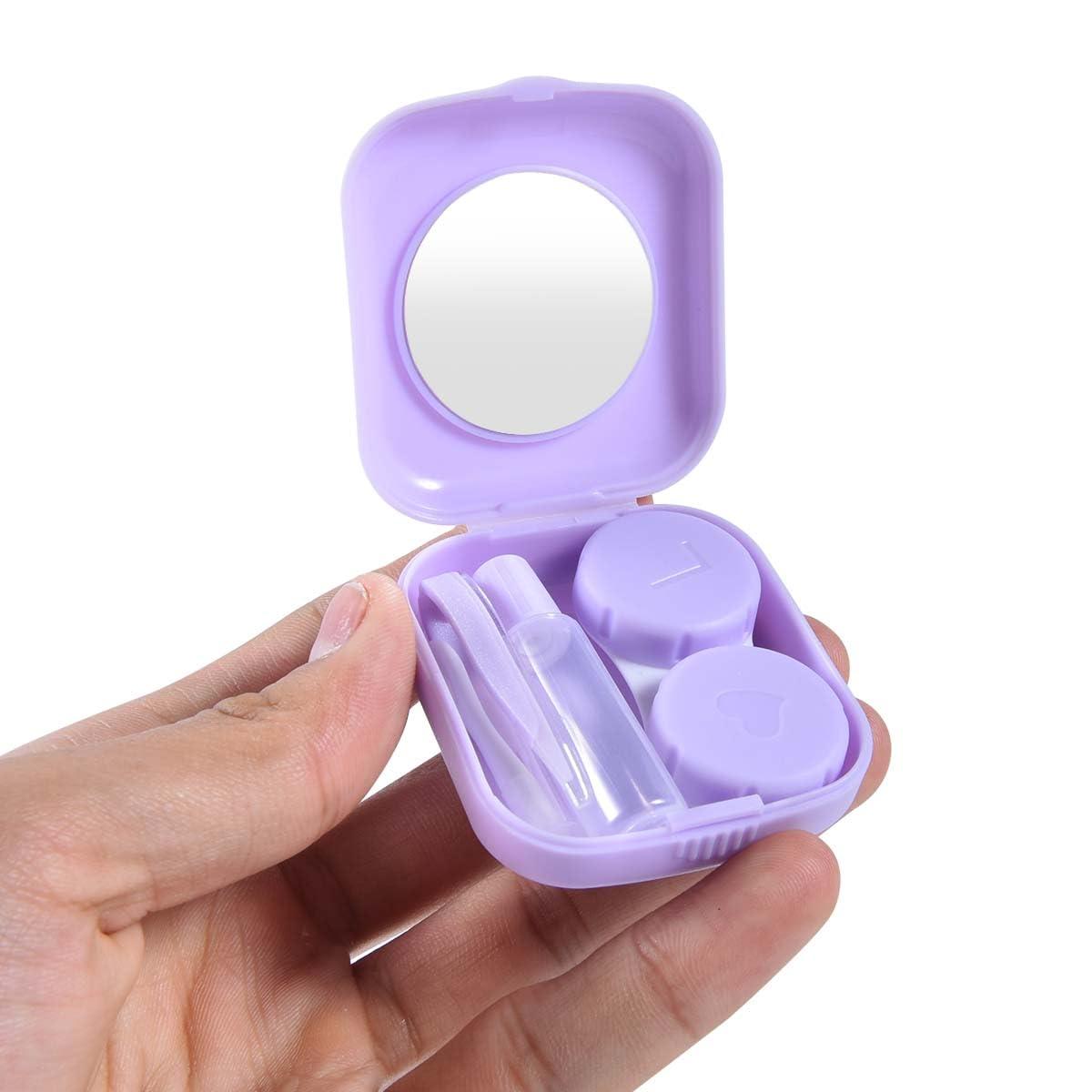 KISEER KISEER 6 Pack Colorful Contact Lens Case Travel Kit Contact Box Holder Soak Storage Container with Mirror Bottle Tweezers Stick Remover Tool