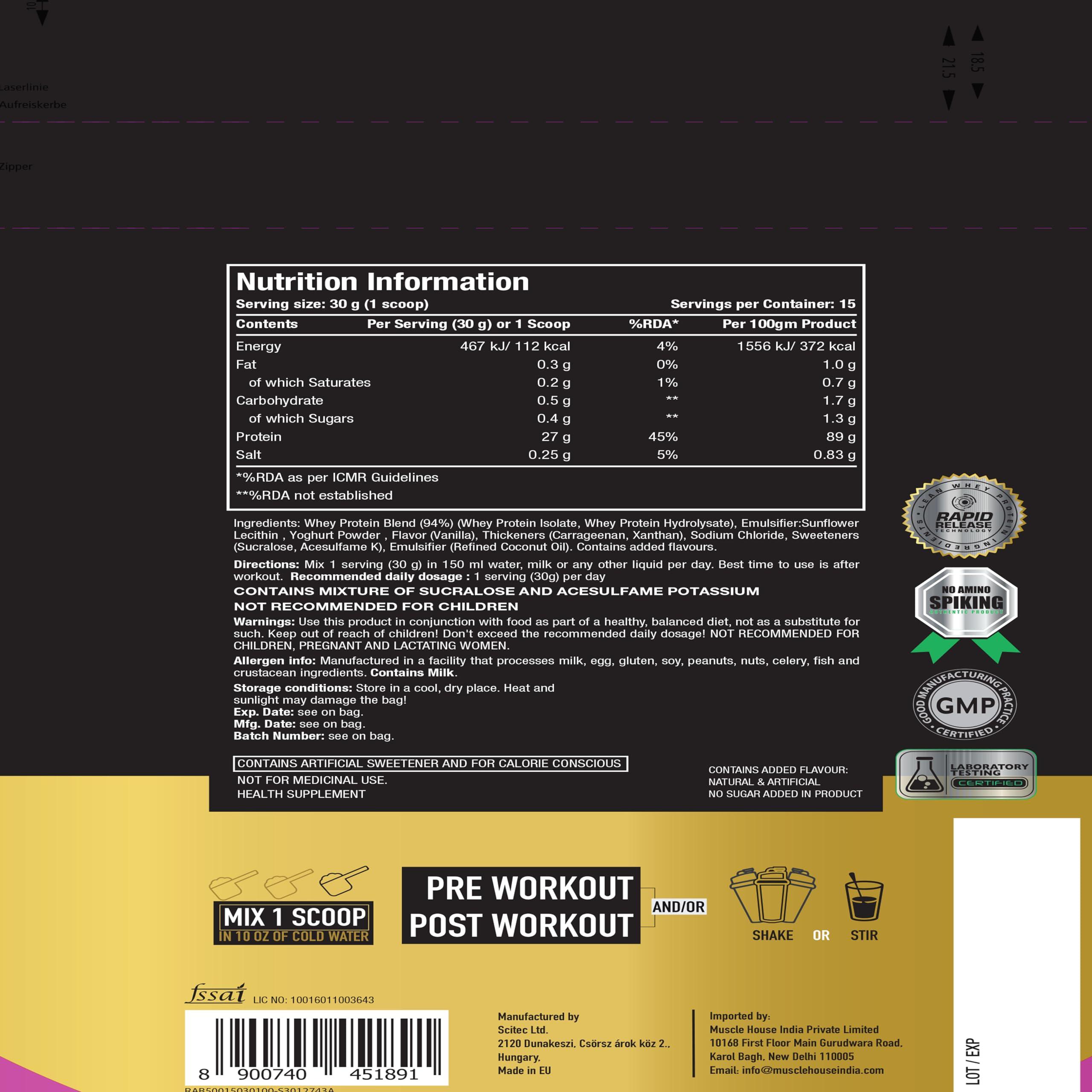 ONE SCIENCE NUTRITION One Science Nutrition (OSN) 100% Iso Gold Whey Protein 1lbs [Grass Fed Whey]- 27g Protein, 5.3g Glutamine, 6.4g BCAA - Vanilla Swirl