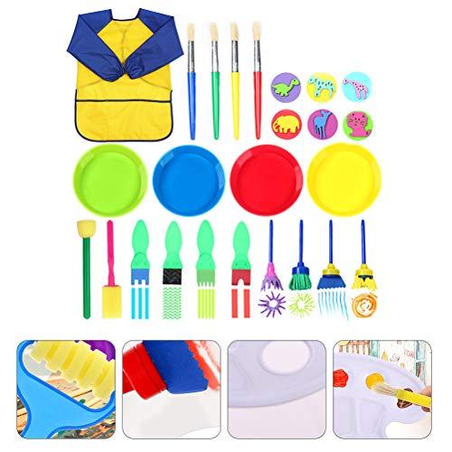 HEALLILY 25pcs Kids Painting Brushes Kit DIY Sponge Paint Brush Early Learning Tools