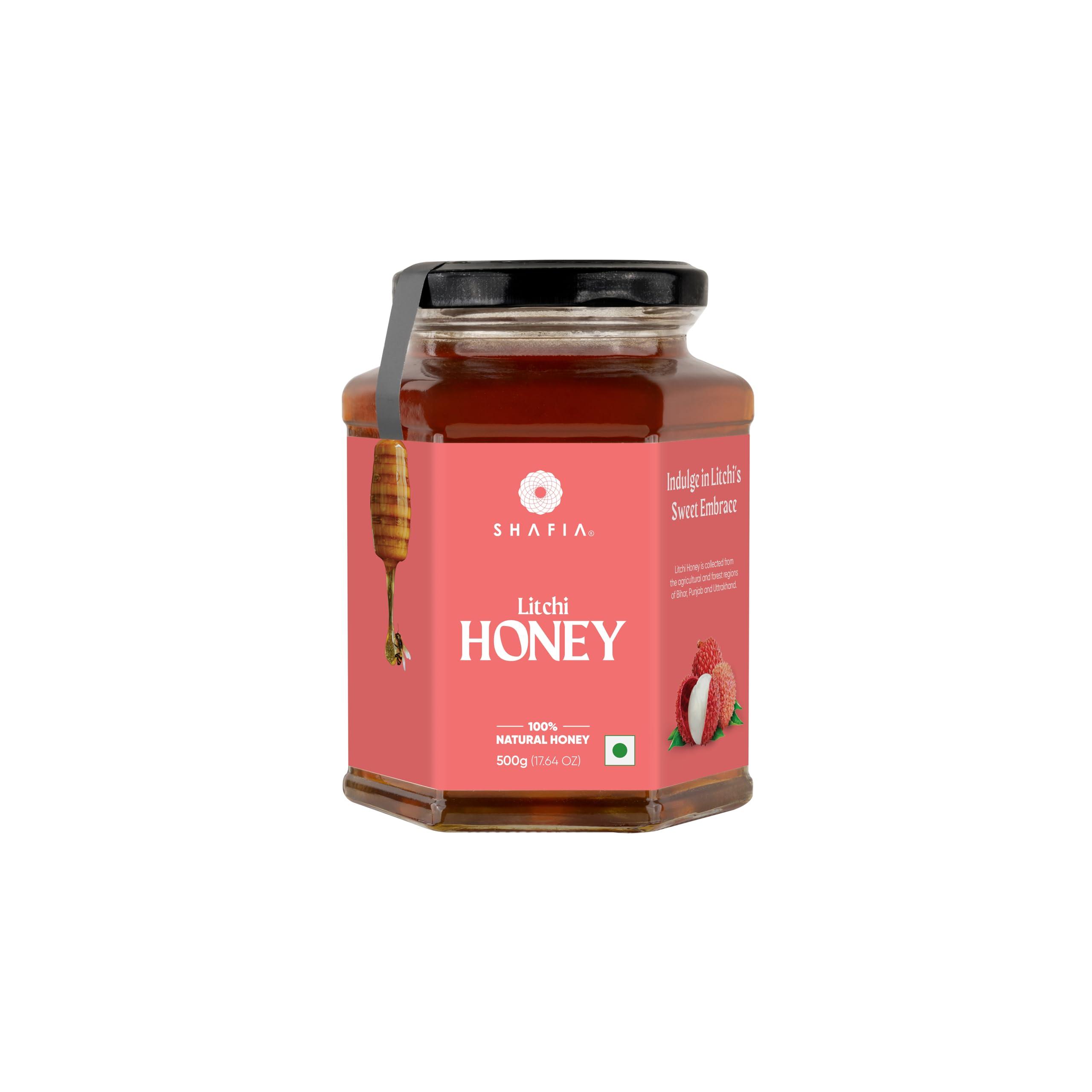 SHAFIA Shafia Litchi Honey : 100% Pure & Natural, Unprocessed Honey, No Sugar Adulteration (500 Gram)