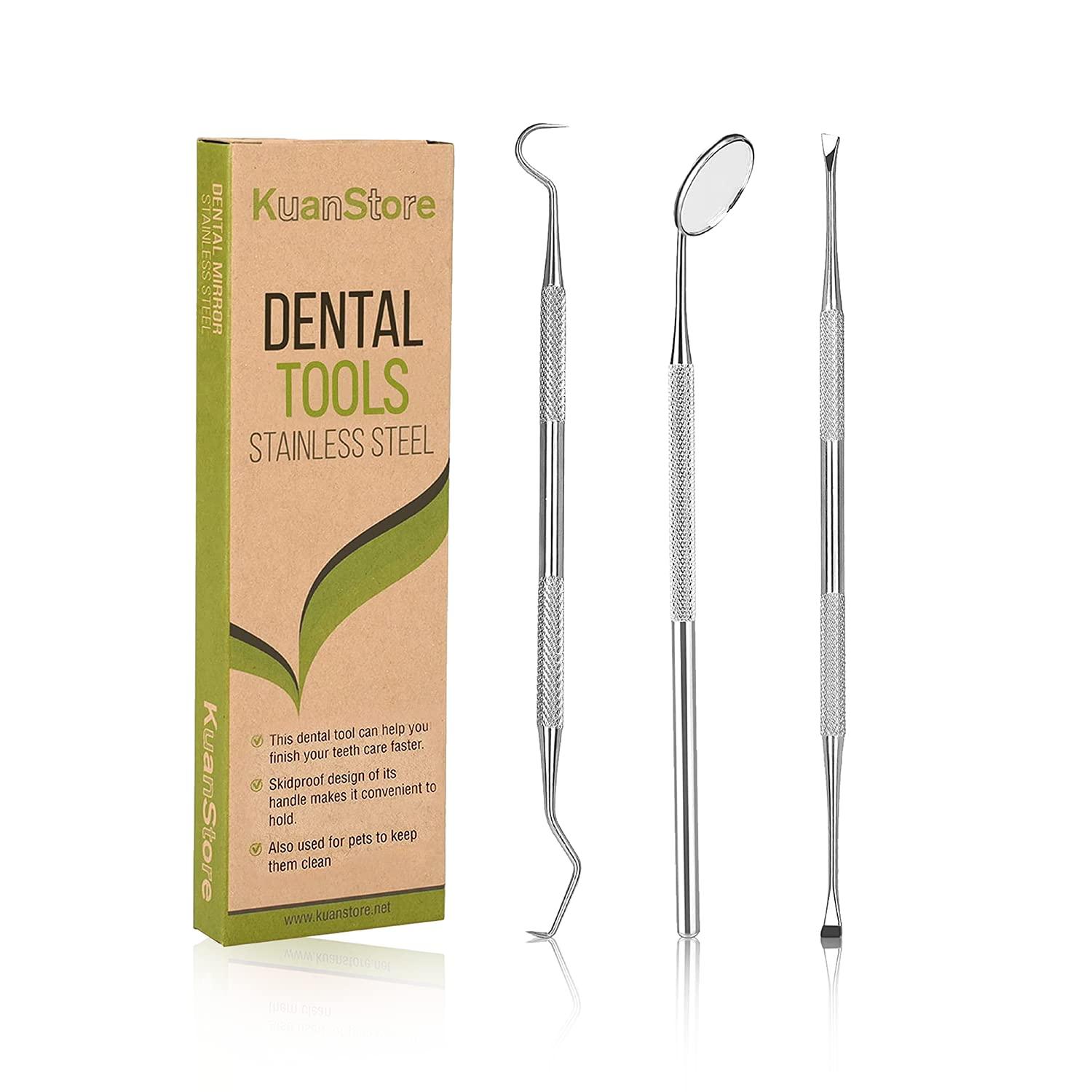 KuanStore Dental Tools, Professional Dental Pick Tools Kit, Teeth Cleaning Calculus Tool for Dentist, Personal Using, Pets Oral Care with Dental Mirror Dental Tooth Tartar Plaque Scraper Remover Dental Probe