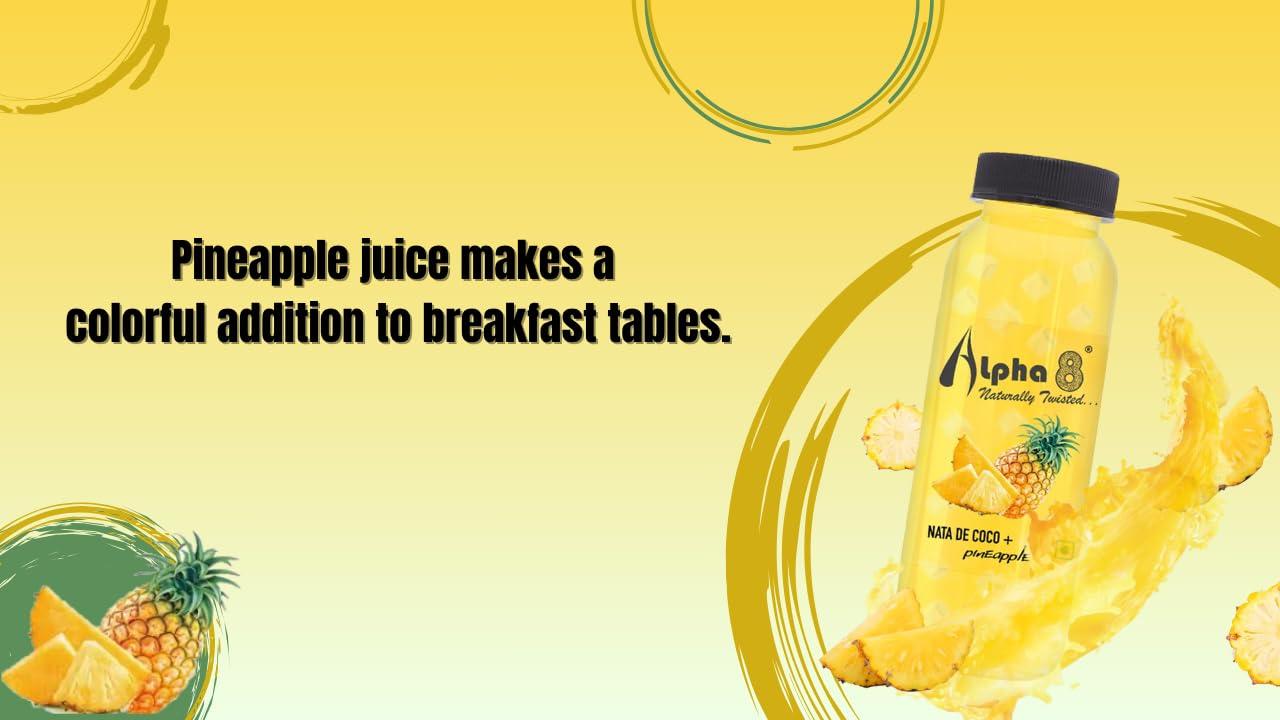 ALPHA 8 ALPHA 8 Natural Energizer & Immunity Booster, Healthy Juice, High Fiber, Real Natural Taste Juice (Pineapple, 200 ml (Pack of 24))