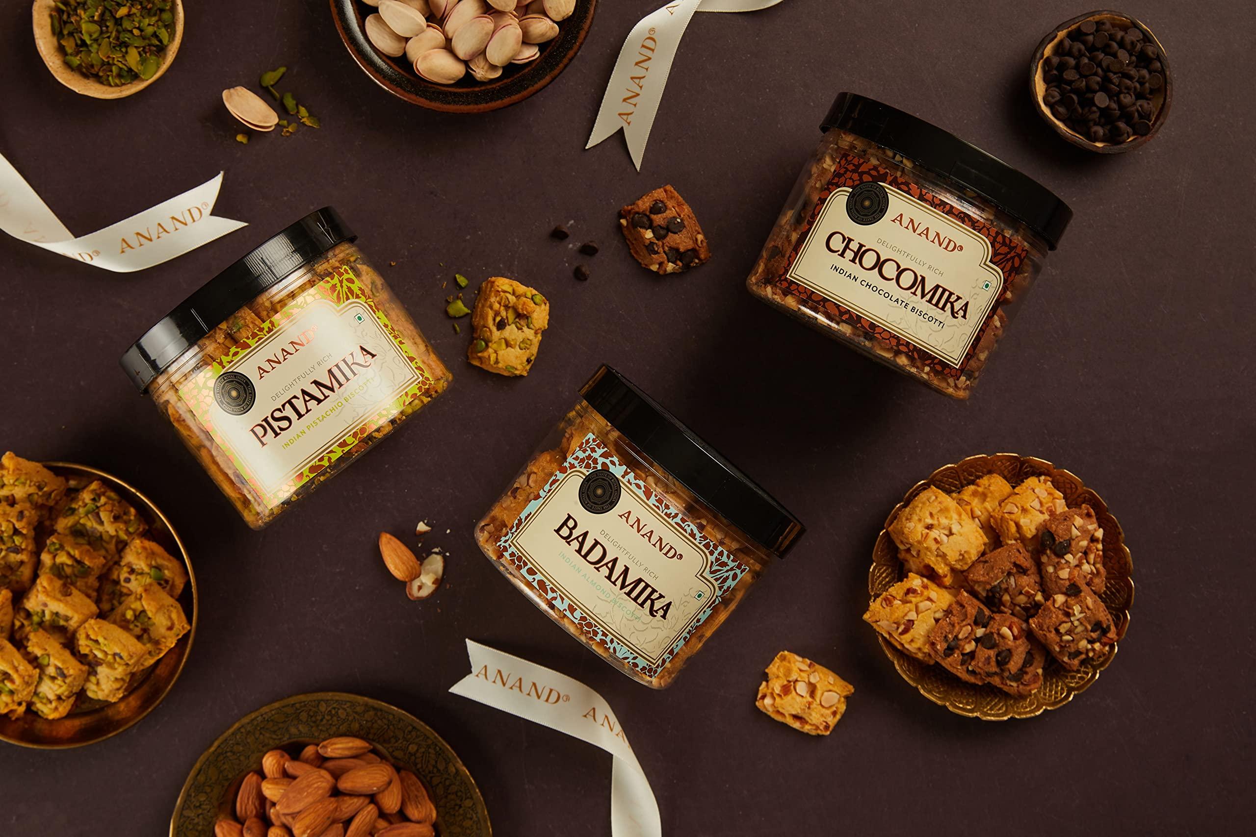 ANAND ANAND Premium Biscotti Combo - Badamika Pistamika Chocomika Combo, 450g (Pack of 3 (675 g))