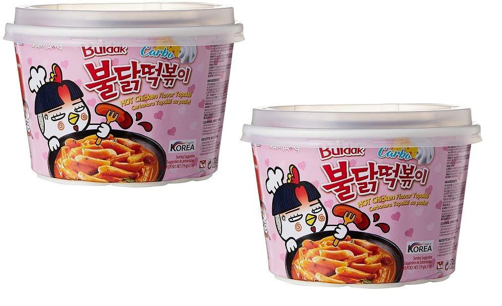 Sam Yang Samyang Big Carbo Bowl Flavoured Hot Chicken Flavor Topokki 185gm*2Pack (Imported) (Pack of 2)