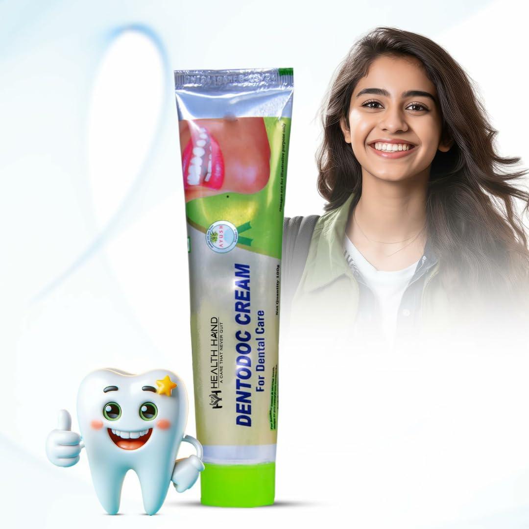 Generic HEALTH HAND Dentodoc Cream for Dental Care, 100g, Relieves Bleeding Gums, Reduces Tooth Sensitivity, Prevents Cavities, Combats Toothache