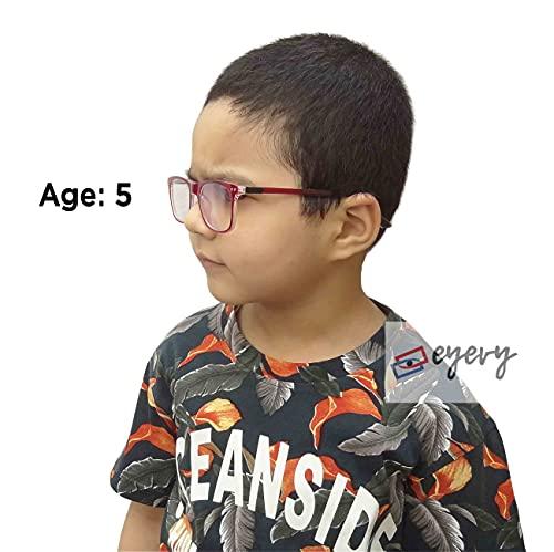 Eyevy Eyevy® BlueX KIDS | Zero Power Blue Light Filter & Anti glare Computer Eyeglasses | UV Protected Spectacles | Transparent Frame Reading Glasses For Age 5 to 10 | Red