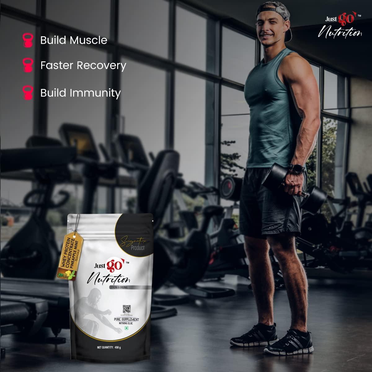 JUST GO NUTRITION Muscle Gain Protein Powder & Creatine Supplement, 1 Kg Protein + 90g Creatine, 30 Servings Each, Imported Quality (Unflavoured)