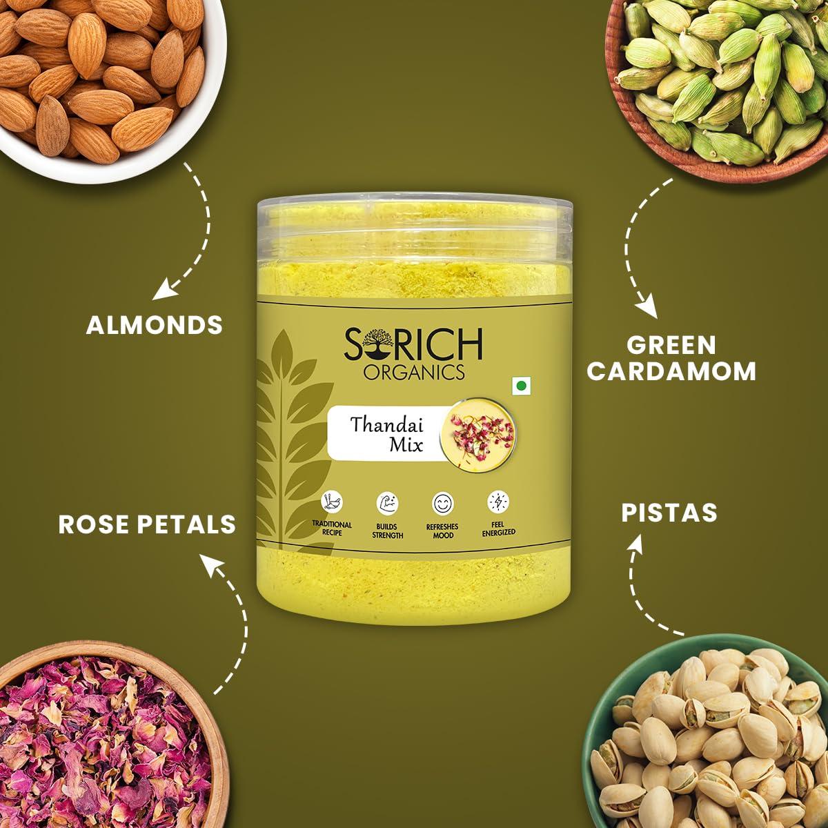 Sorich Organics Sorich Organics Thandai Mix 300g | Thandai Powder for Milk Mix | Thandai Premix Ready to Make | Perfect Summer Drink | Instant Refreshing Drink | Badam, Pista and Elaichi Mixed