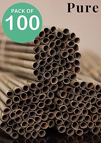Pure Pure Coconut Leaf Straws for Drinking | 100% Natural, Biodegradable, EcoFriendly & Sustainable | Disposable Drinking Straw for Kids and Adults | Pack of 100 (5 mm diameter/140 mm Length)