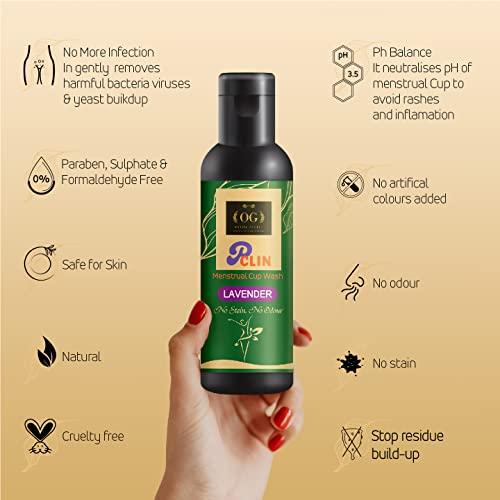 PCLIN PCLIN MENSTRUAL CUP WASH -50 Ml- ROSE fragnance- Liquid For Washig Period Cup,Natural- With Aloe Vera, Neem For Women, pocket friendly (Lavender)