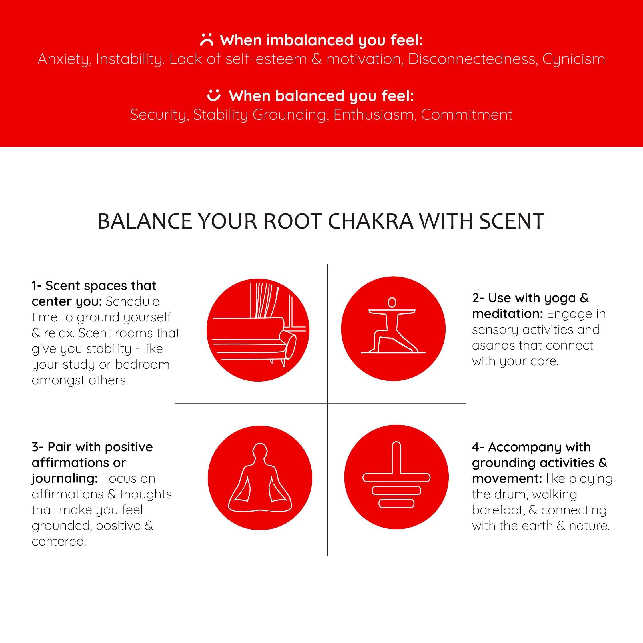 Aromafume Root Chakra Essential Oil Diffuser Blend by Aromafume | 10ml/0.33 fl oz | Muladhara | Aromatherapy Oils for Chakra Balance | Patchouli Extracts | Chakra Incense for Meditation, Yoga, Reiki