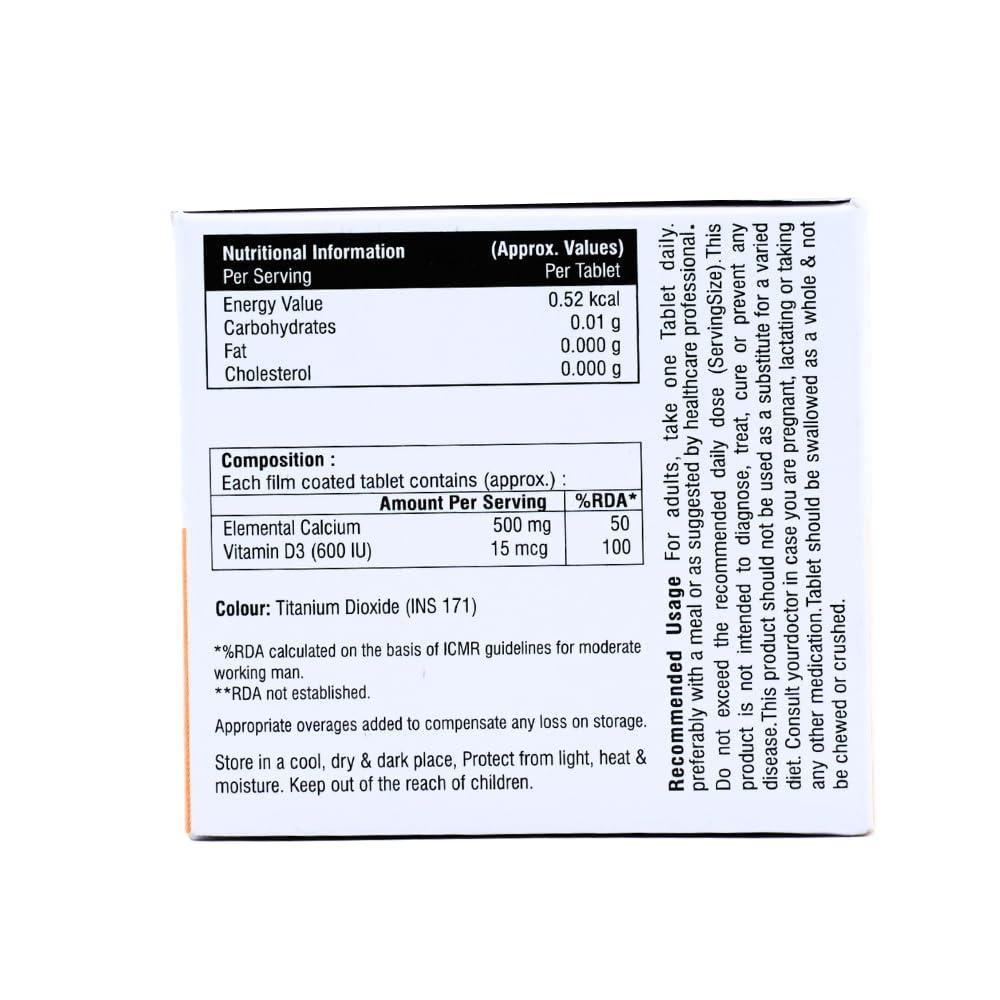 Recomate Recomate CaD3 | Elemental Calcium and Vit D3 Veg Tablets | Supplement for Women and Men | For Bone Health & Joint Support | 10 Strips of 10 Tablet