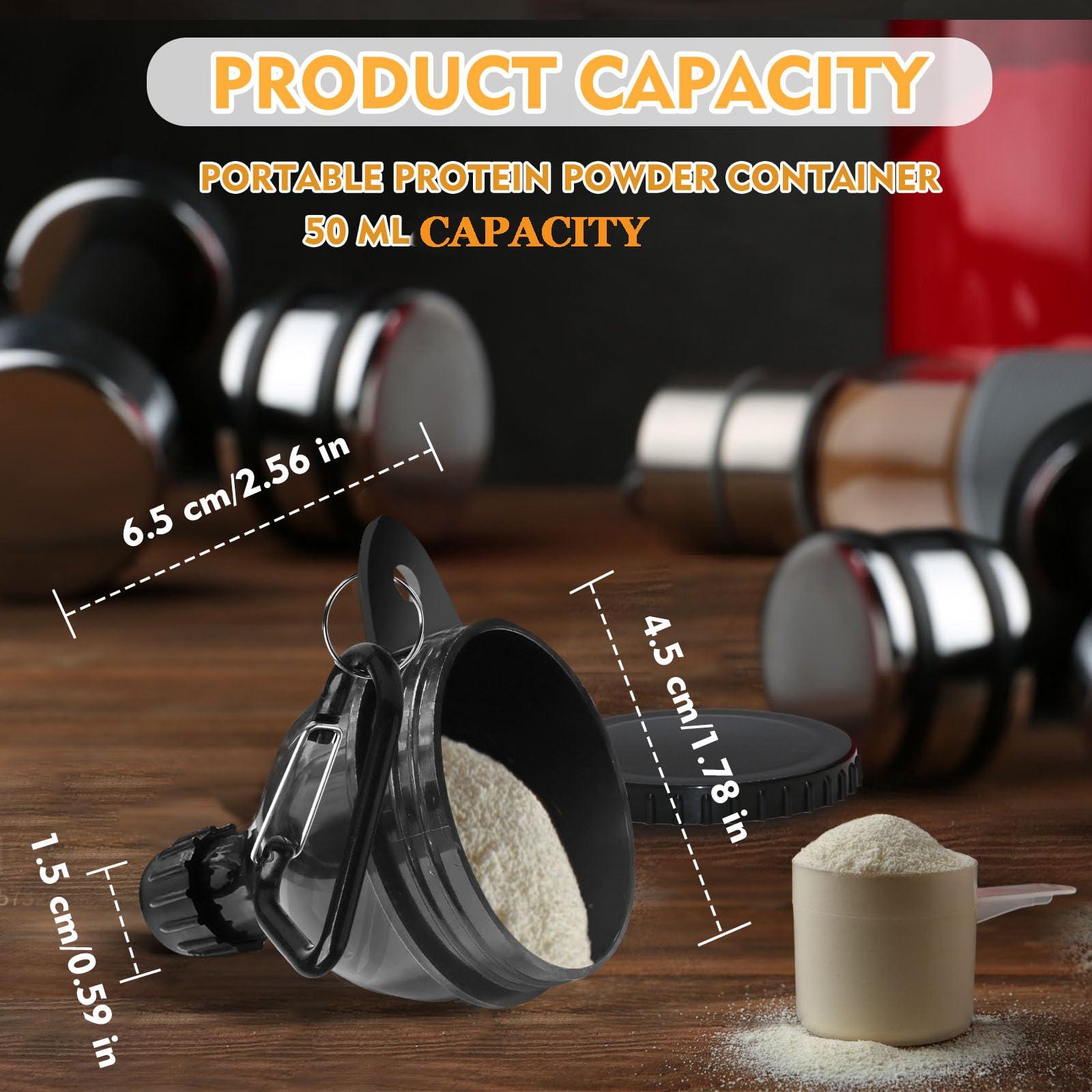 Tantanle 2 Pack Protein Powder Funnel, Portable Protein Powder Keychain, 50ml Protein Powder Holder, Protein Powder Container for Workouts, Fitness and Traveling