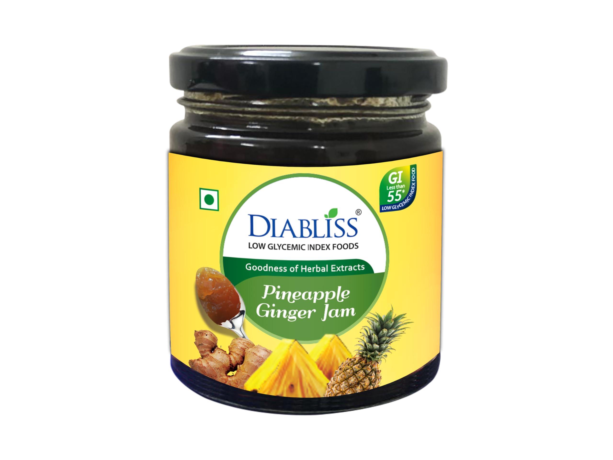 Diabliss DiaBliss Diabetic Friendly Mixed Fruit Jam 225g Low Glycemic Index(GI) Sugar Free Alternative (Pineapple Ginger Jam)