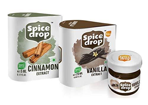 Spice Drop Spice Drop DessertCombo |Natural Extract Cinnamon 5ML and Natural VanillaExtract 20ML | Essence for Cooking, Baking, Food, Milk, Ice Cream, Cake | No Preservatives | Non-GMO | Paleo Keto Friendly