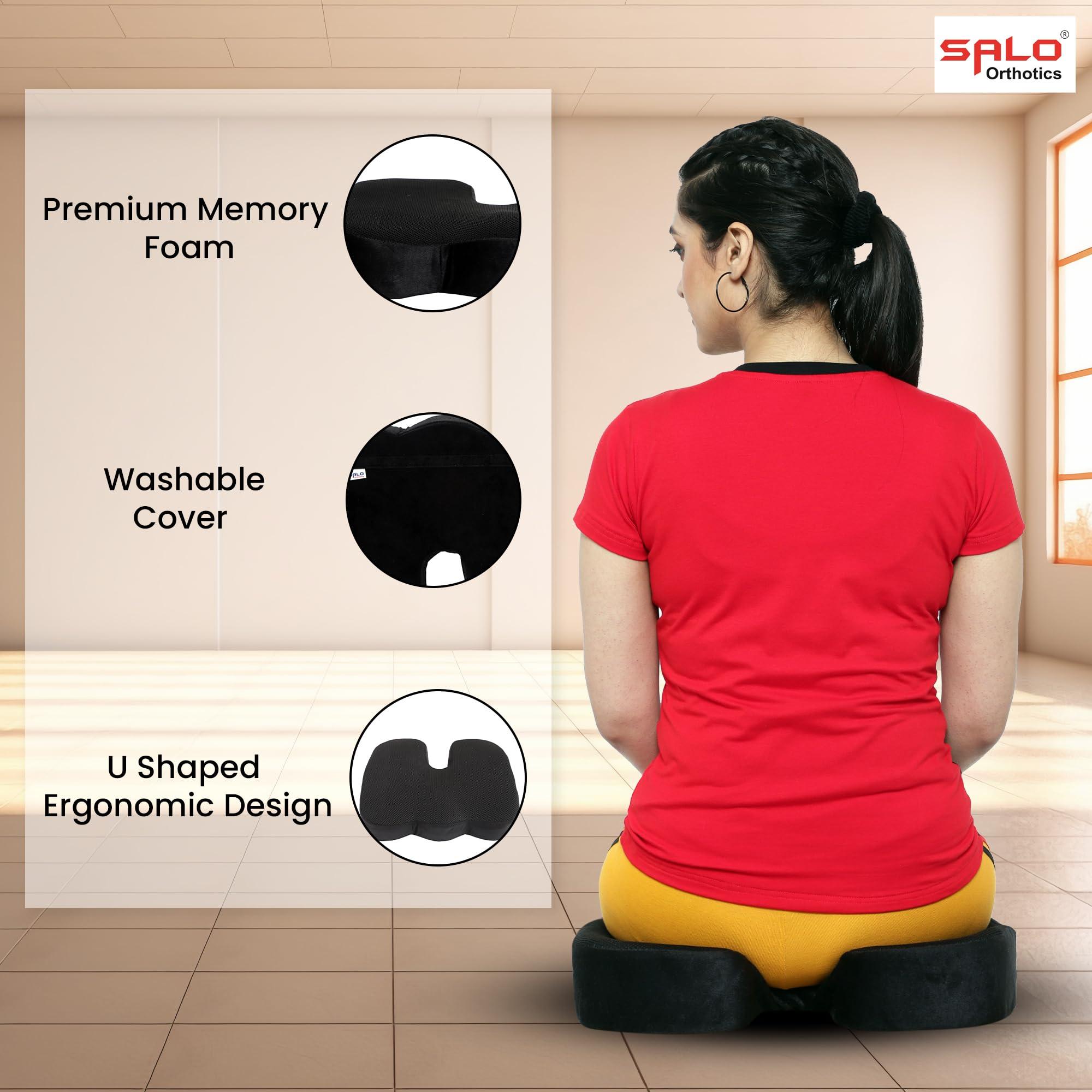 SALO Orthotics SALO Orthotics Coccyx Cushion for Tailbone & Lower Back Pain Relief - Sciatica & Muscular Stress Seat Pillow - Ergonomic Hip Support (Memory Foam)