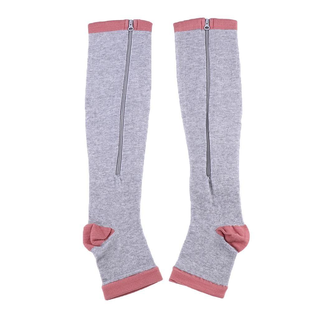 ATORSE ATORSE 1 Pair Womens Mens Compression Socks Zip Leg Support Stockings Gray Xxl