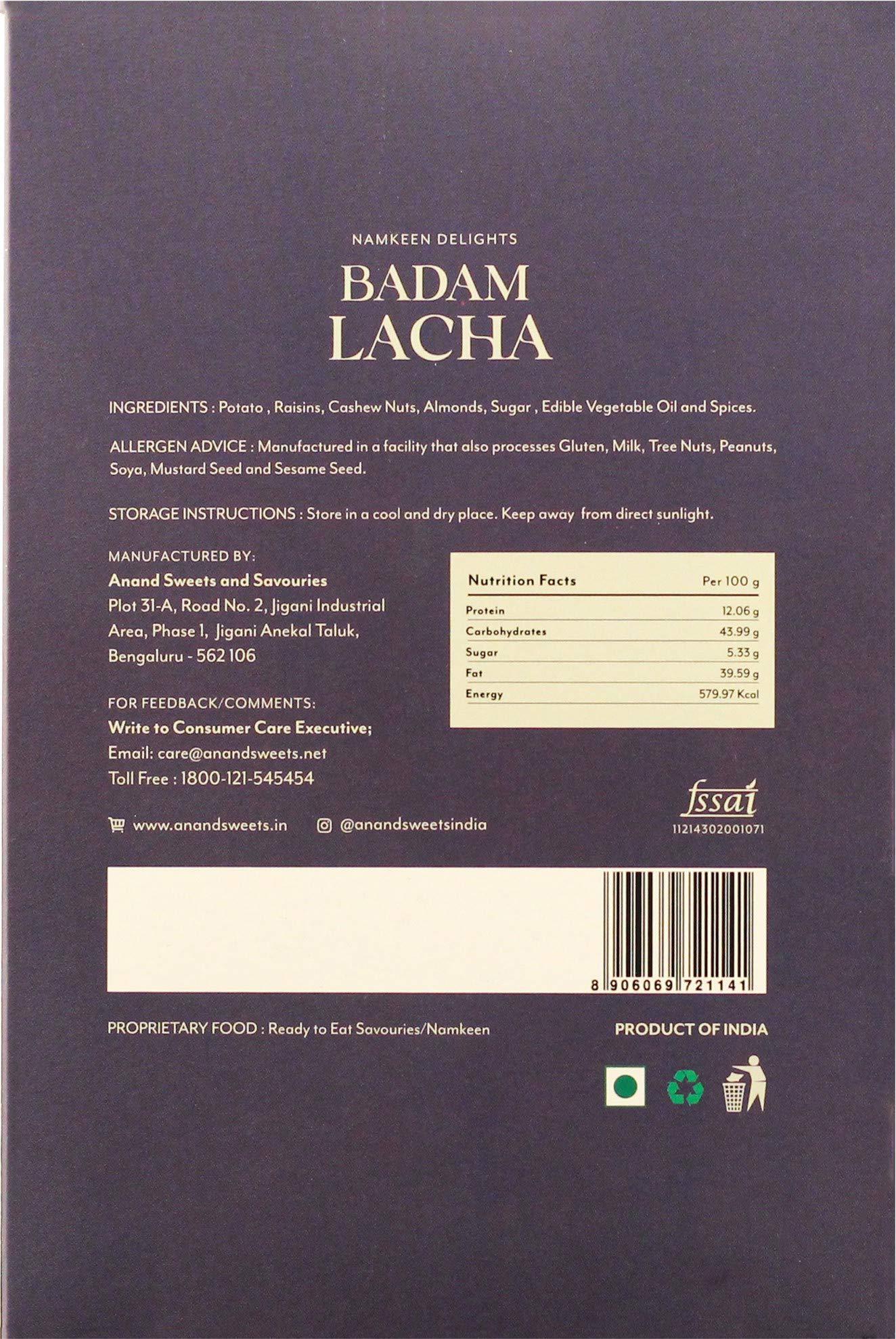 Anand Enterprises Anand Badam Lacha - Crunchy Fried Potato Strips with Almonds, Raisins and Cashew, 200g (Pack of 2)
