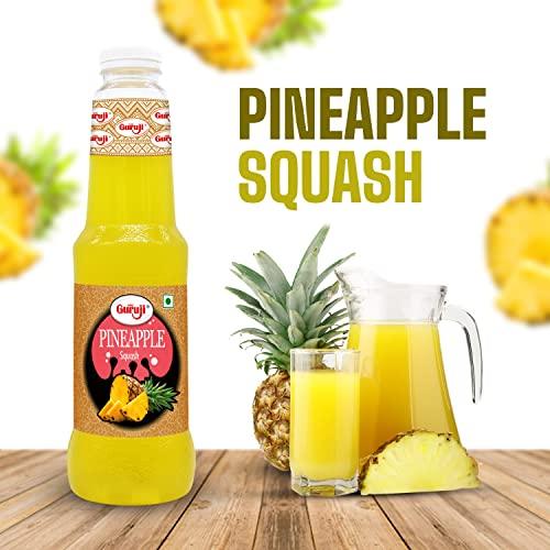 SHREE Guruji Shree Guruji Kesaria Thandai & Pineapple Squash Combo Pack Refreshing Drink for Summer Dry Fruit Syrup Sharbat Instant Refreshing Drink(1 Liter)
