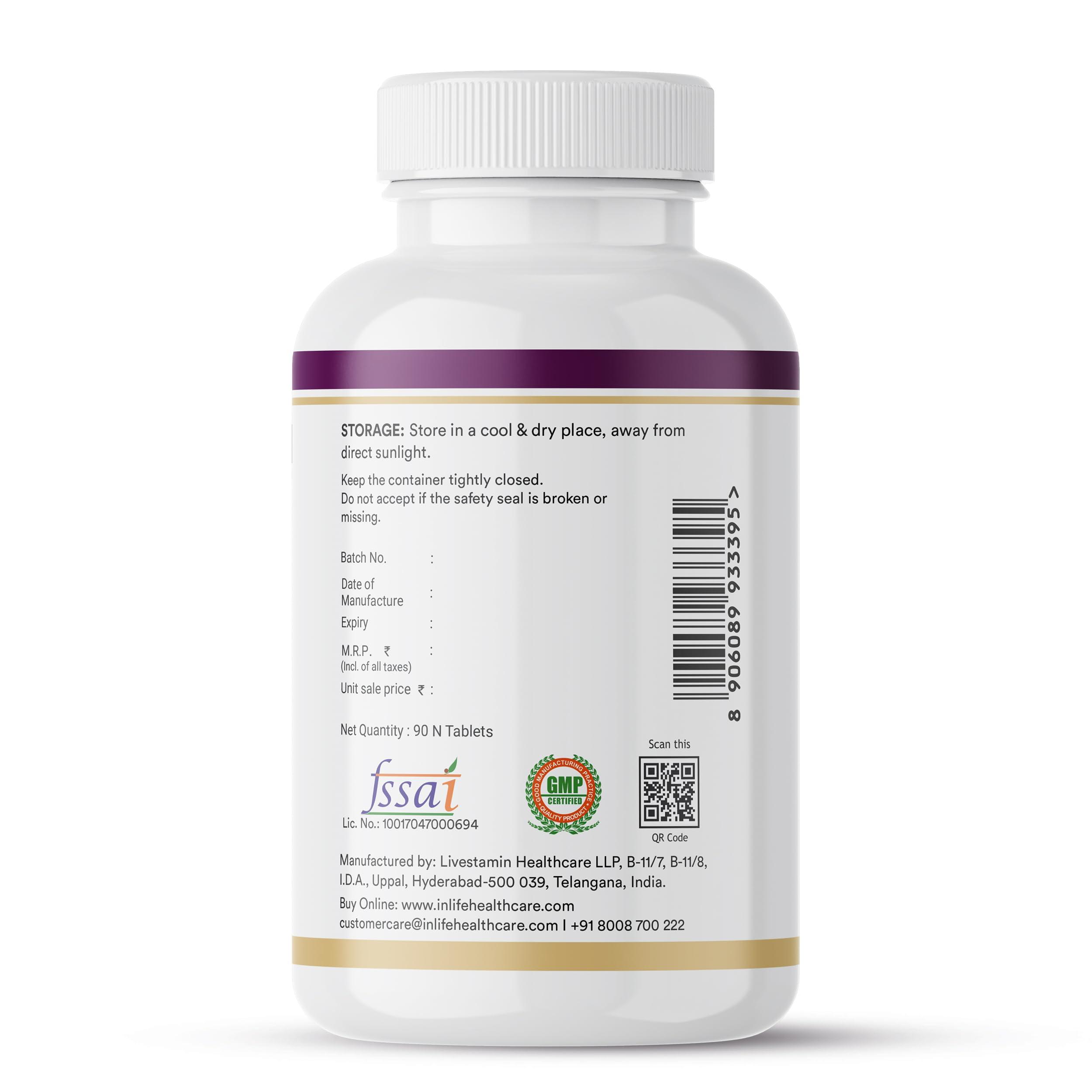 Inlife INLIFE Multi Collagen Complex Tablets | 5 Types Peptides I, II, III, V & X with Biotin, Hyaluronic Acid | Collagen Powder Supplements for Women & Men - 90 Tablets (Pack of 1, 90)