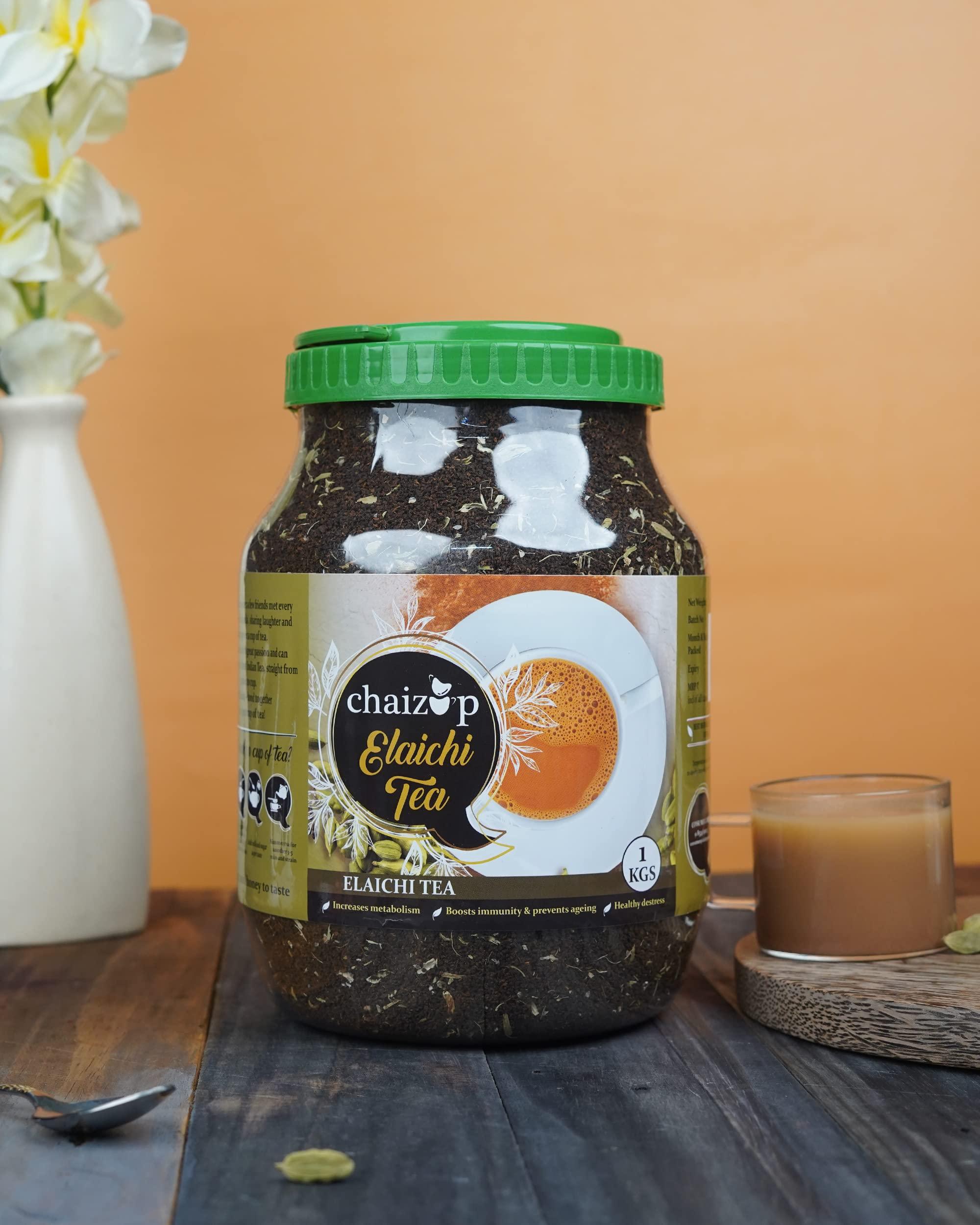 CHAIZUP Chaizup Premium Elaichi Loose Leaves Tea 1Kg, Ctc Cardamom Flavored Indian Tea, Rich And Strong Ctc Tea