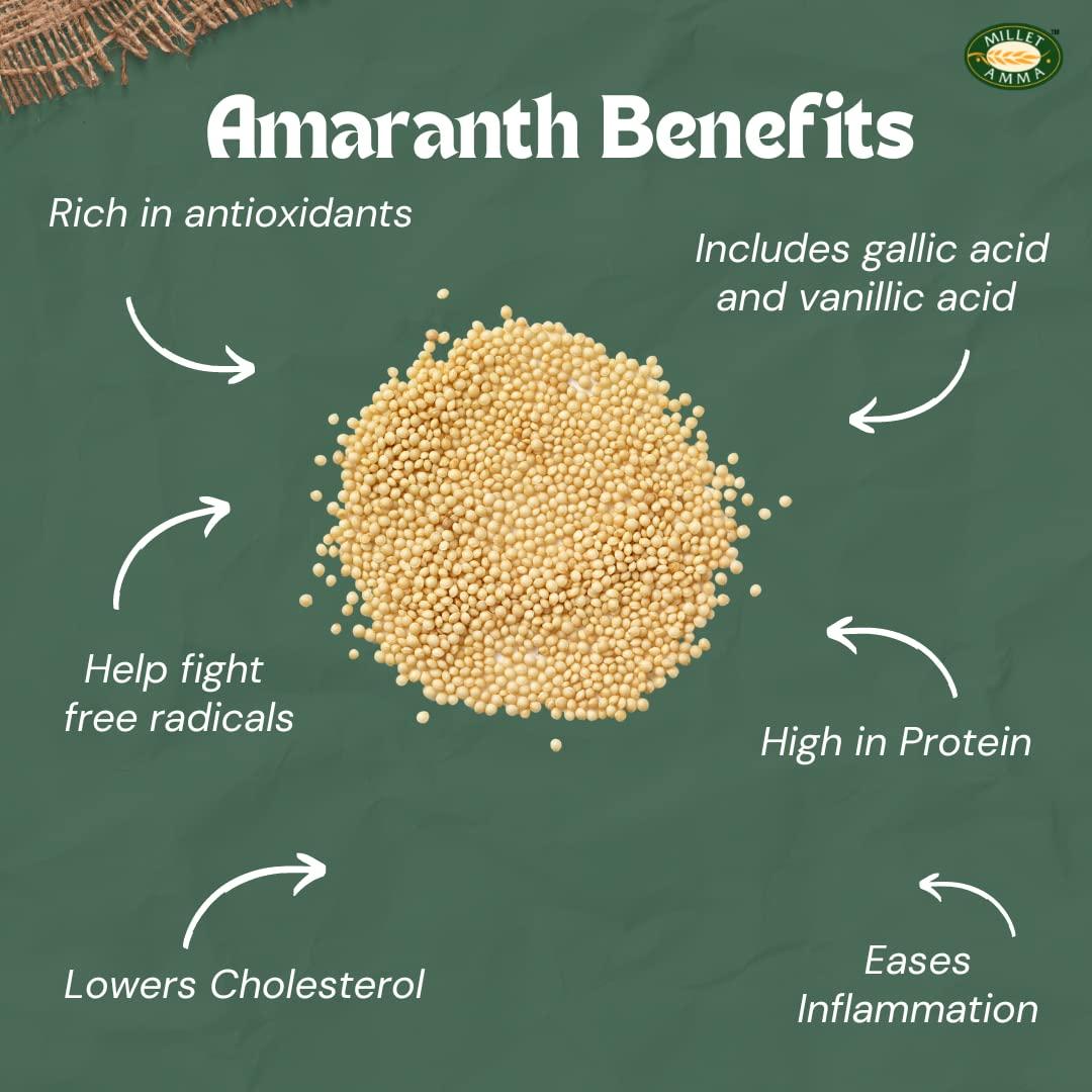 MILLET AMMA Millet Amma Organic Amaranth Grain 1kg | Unpolished, High in Protein & Fibre - Gluten Free & Vegan