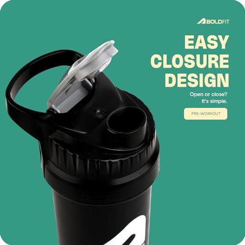 Boldfit Boldfit Plastic Gym Shaker For Protein Shake Leakproof Shaker Bottles For Protein With Extra Compartment,Preworkout&Bcaa Shake,Protein Shaker Bottle For Gym,Gym Bottle For Men And Women Black-500 Ml