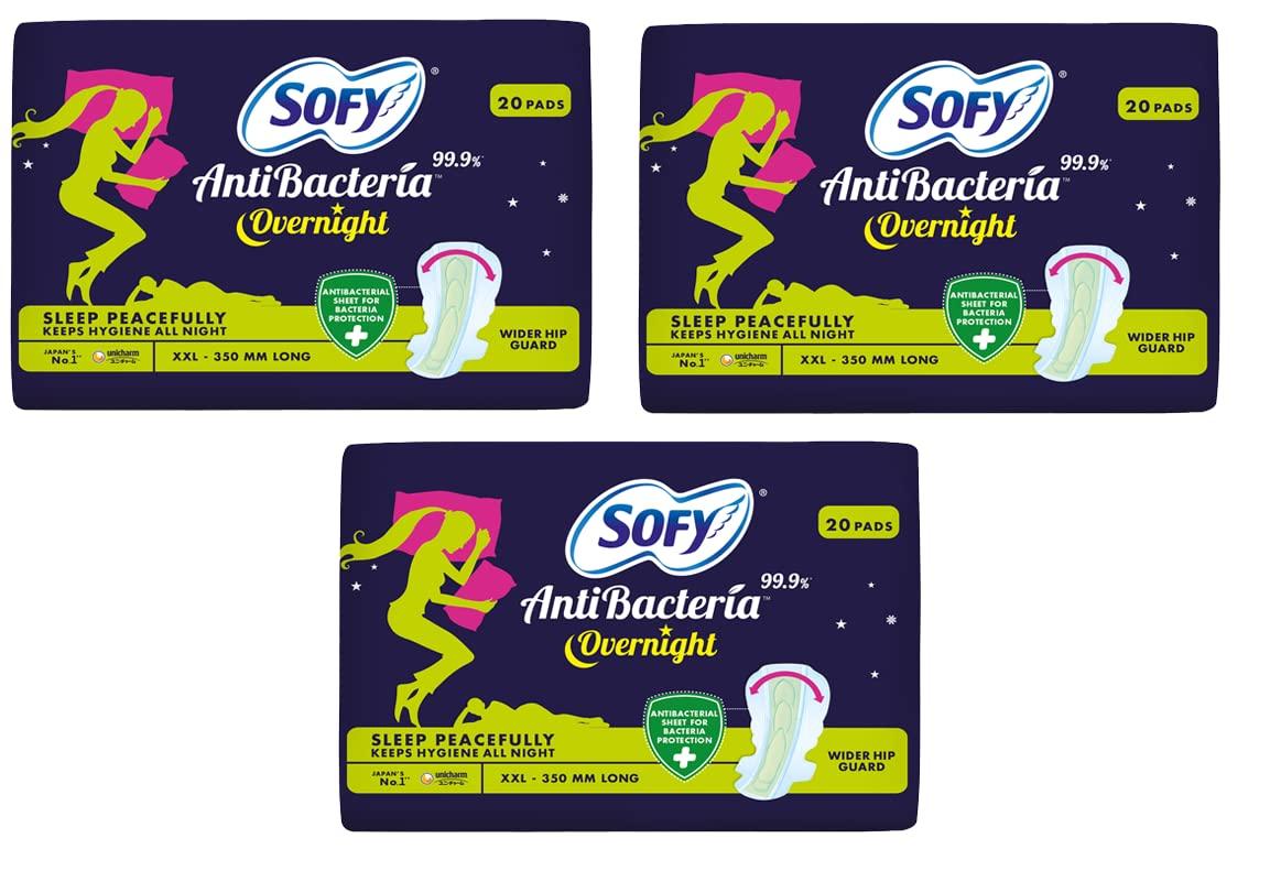 Sofy SOFi Sofy Antibacteria Overnight Xxl 20+20+20 Sanitary Pad Sanitary Pad (Pack Of 3)