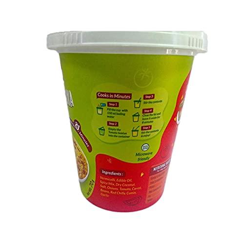 Vakulaa Vakulaa Cup Vermicelli / Sevai (Pack of 3) Tomato Semiya Ready to Eat Food Products are Tasty & Healthy - Teady to Cook & Ready to Eat Instant Indian Food Tomato Semiya is A Healthy Breakfast