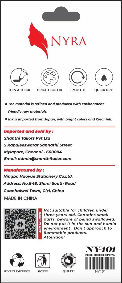 Generic Nyra Alta Pen for Indian Classical Dances like Bharatnatyam and Kuchipudi, Easy to Apply, Avoids Spill Overs, 3 Pack, Red