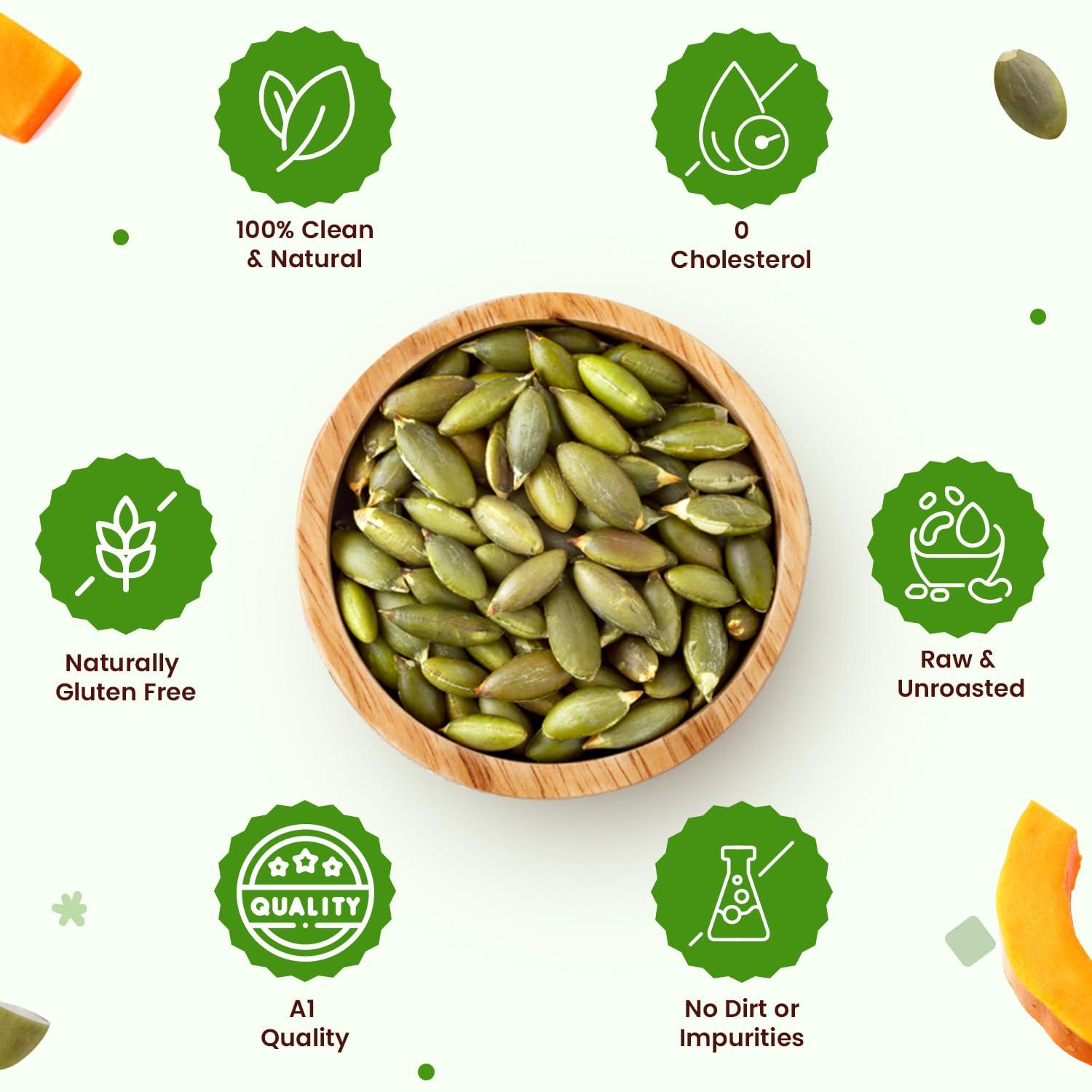 Neuherbs Neuherbs Raw & Unroasted Pumpkin Seeds | Immunity Booster & Fiber Rich Superfood | Rich Source of Omega 3 | Highly Nutritious Snack | Rich in Protein, Zinc & Magnesium 200 G (Pack of 2)
