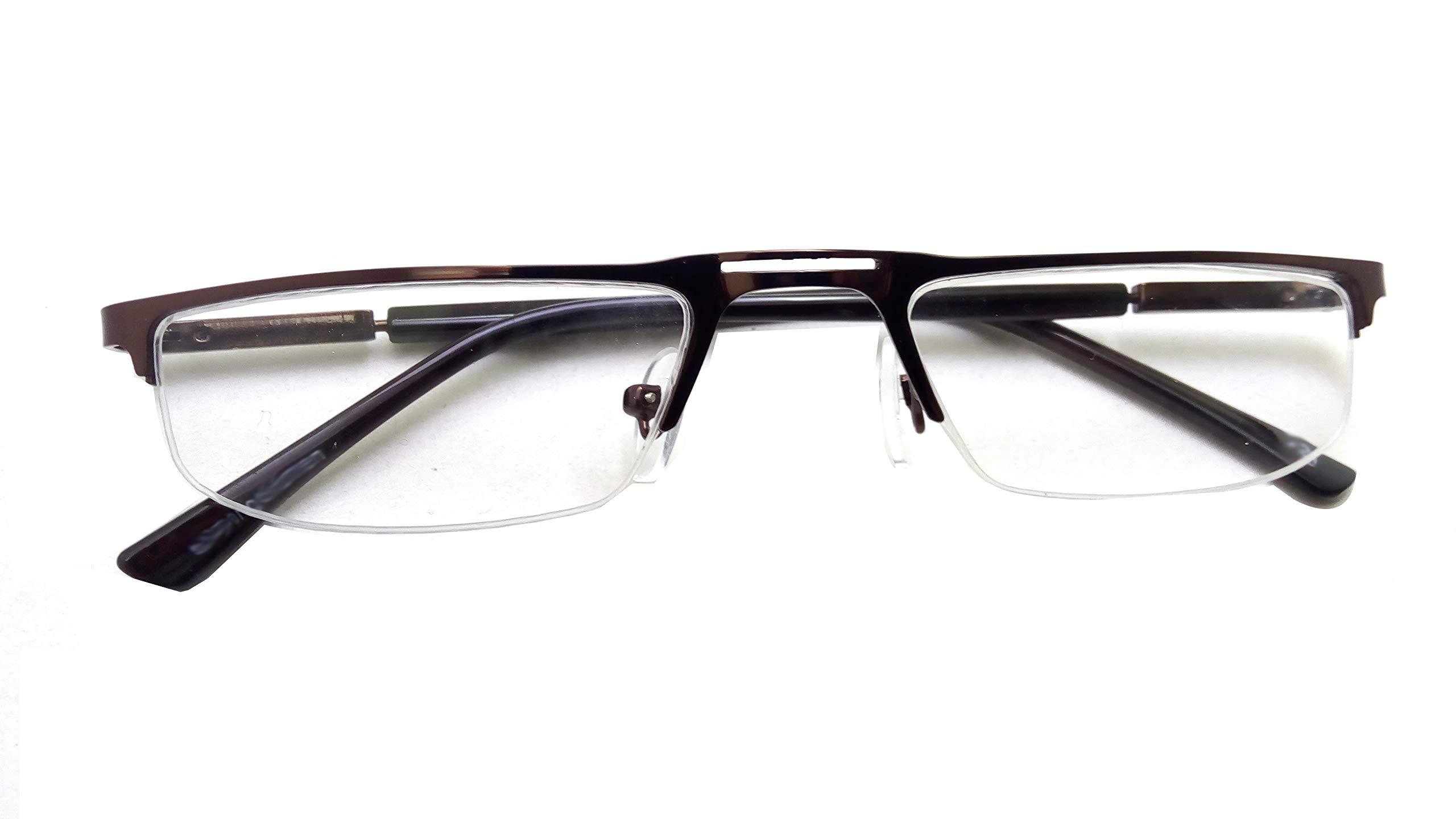 N Specs N Specs near reading glasses +2.25 power rectangle square brown colour metal half frame with unbreakable fiber glasses