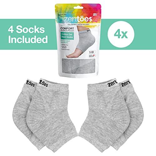 ZenToes ZenToes Moisturizing Heel Socks 2 Pairs Gel Lined Toeless Spa Socks to Heal and Treat Dry, Cracked Heels While You Sleep (Cotton, Gray)
