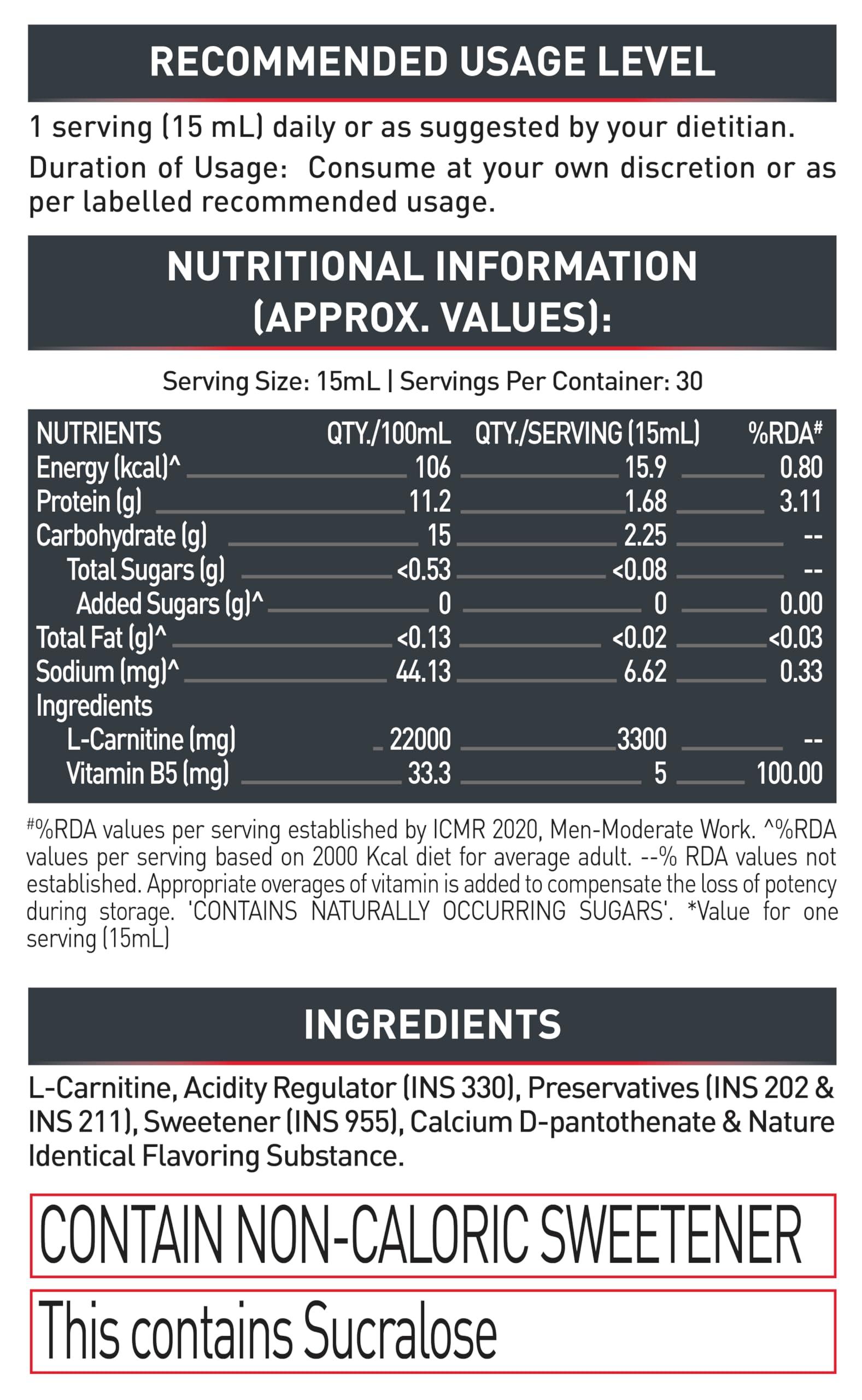 MuscleBlaze MuscleBlaze Liquid L-Carnitine PRO (Tangy Orange, 450ml) | Triple Strength Formula | 3300mg L- Carnitine