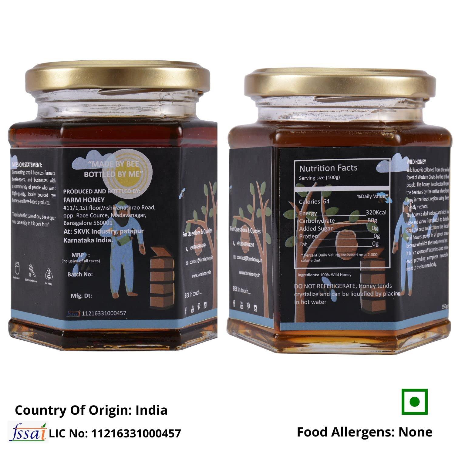 Farm Honey Farm Honey Wild Unprocessed Honey|Pure Organic Raw Honey|100% Natural|no preservatives| No Artificial Color|no Added Sugar|250 Gm