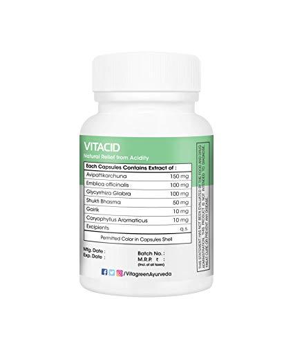 VitaGreen VitaGreen VITACID For Acidity, 500 mg, 90 Capsules (Pack of 3) 100% Herbal, Natural, Ayurveda