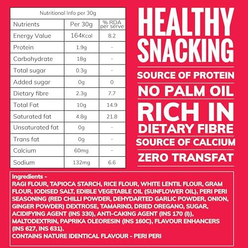 Snackible MU(N)CH BETTER Snackible MU(N) CH BETTER Peri Peri Ragi Chips-55Gm (Pack Of 3)