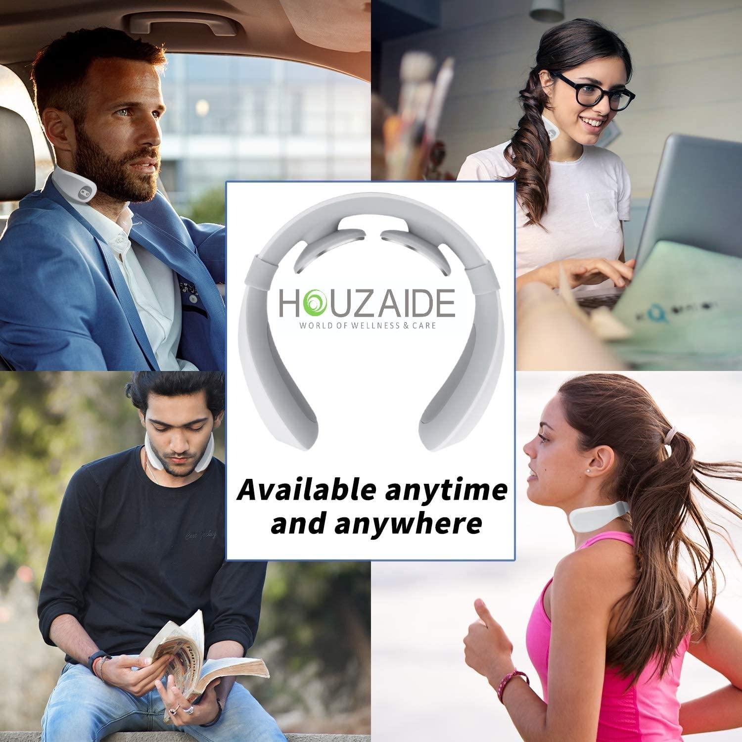 HOUZAIDE WORLD OF WELLNESS & CARE HOUZAIDE WORLD OF WELLNESS & CARE Electric Pulse Neck Massager for Neck Pain relief, Cervical Pain Relief Massager With Heat & TENS pulse ,Rechargeable Deep Tissue Massager, Father\'s Day gift option