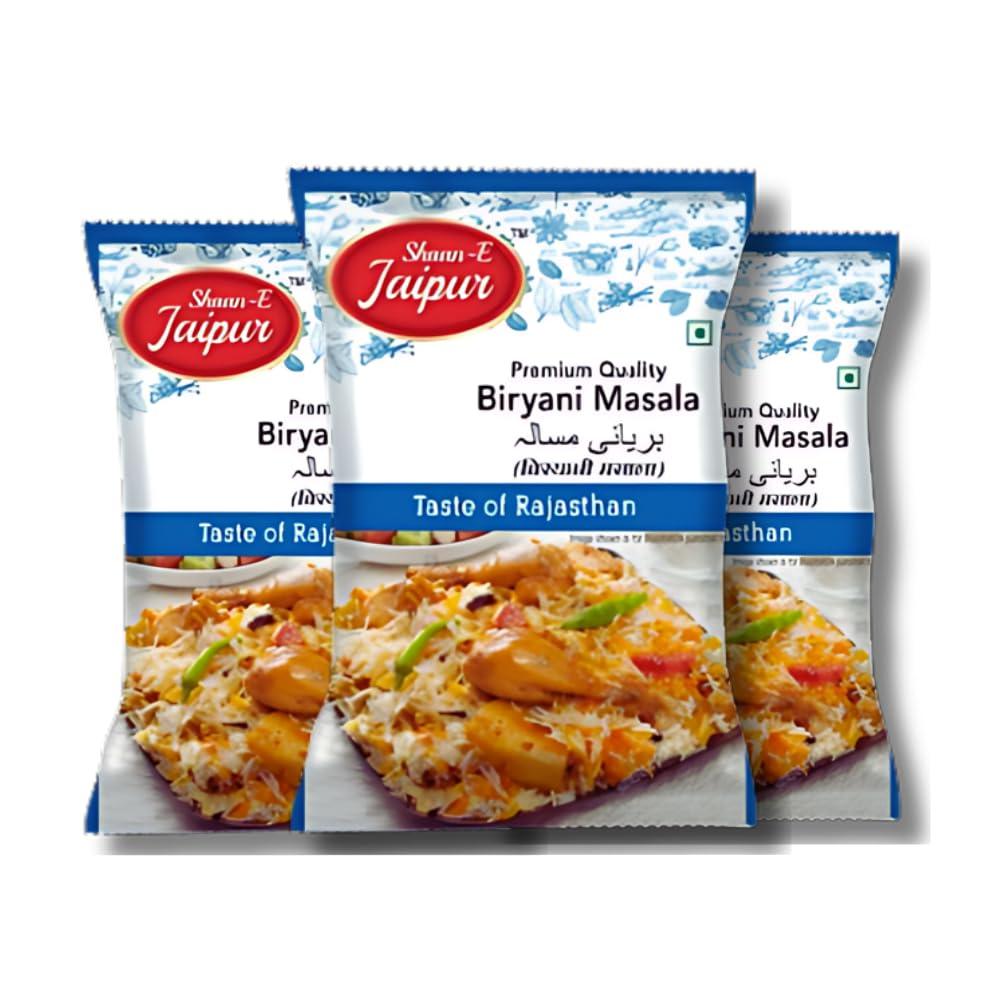 SHAAN-E JAIPUR Shaan-E Jaipur Biryani Masala, Perfect blend of Indian spices | Chicken Biryani Spice Mix Masala | NO Added Artificial Colours & Flavours | 50 gm Each (Pack of 3)