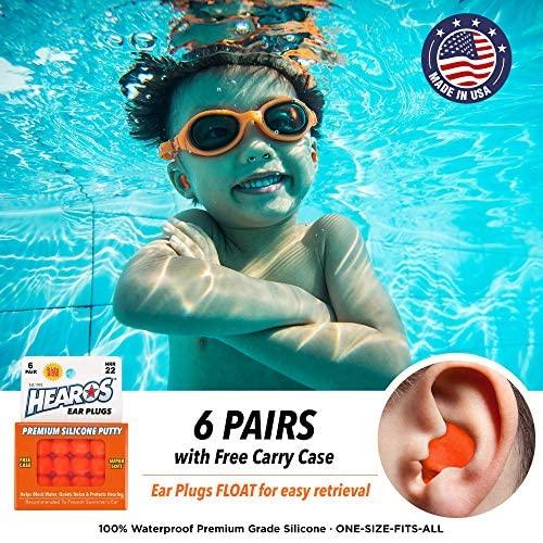HEAROS HEAROS Reusable Kids Ear Plugs for Swimming - Floating Silicone Putty, One Size Fits All Mouldable for Ultimate Comfort, Waterproof to Prevent Swimmers Ear, 6 Pairs with Case NRR 22 Hearing Protection
