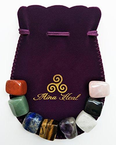 Mina Heal Mina Heal Chakra Stones Healing Crystals Set of 8 Tumbled and Polished for 7 Chakras Balancing Crystal Therapy Meditation Reiki or as Thumb Stones Palm Stones Worry Stones(Set of 8 Chakra Stones)