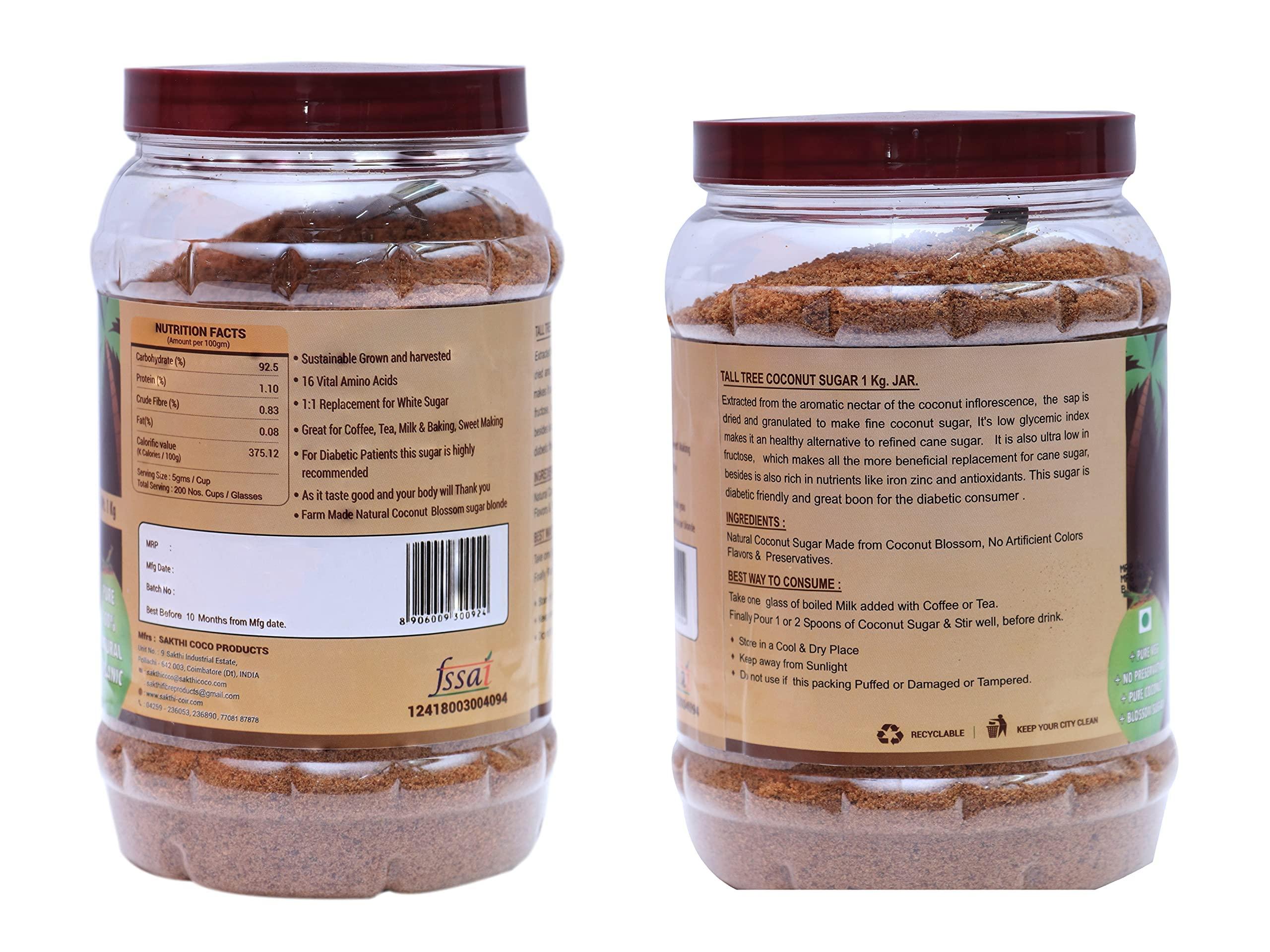 Tall Tree Tall Tree 100% Natural Coconut Sap Sugar,1 Kg ( Pack of 2 )