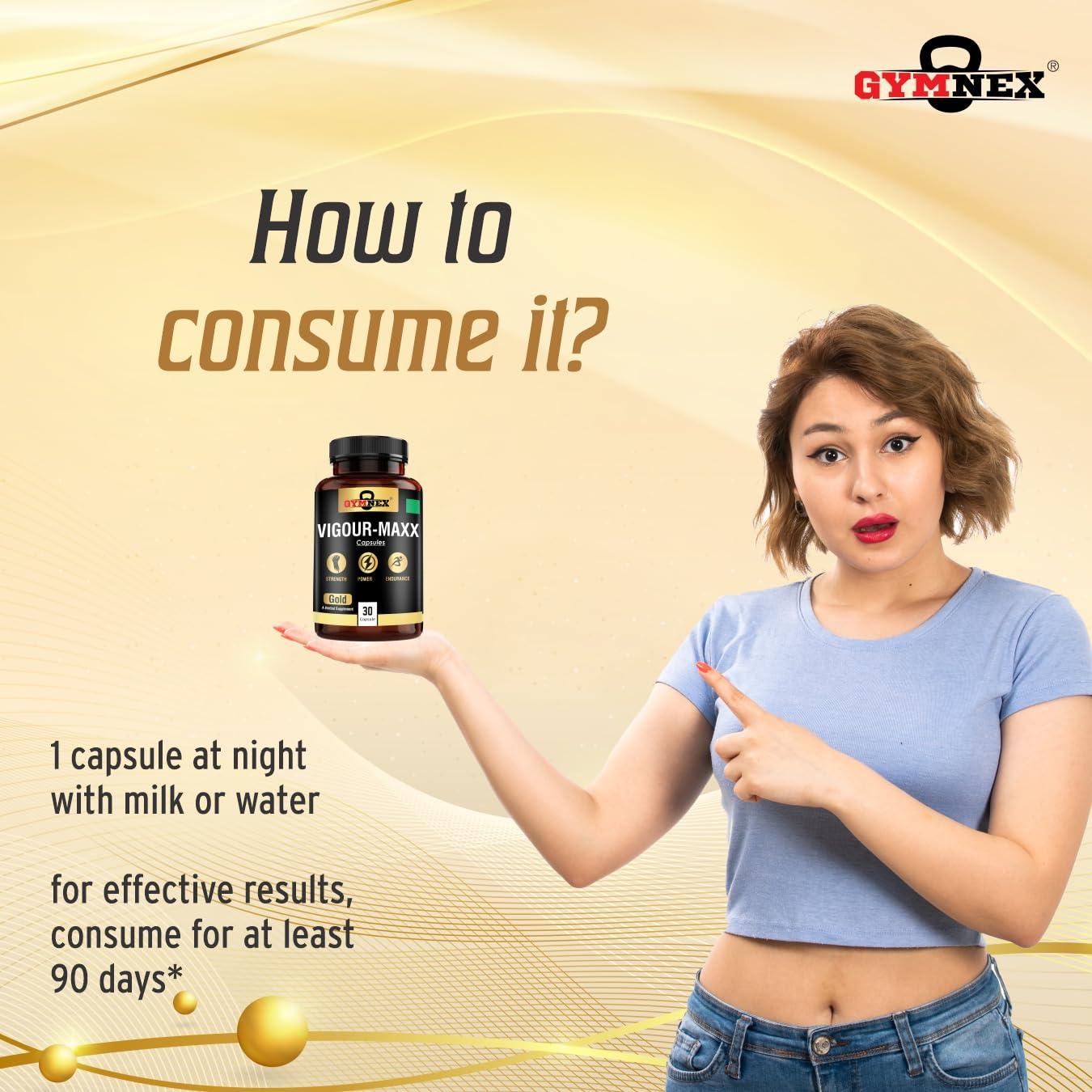 GYMNEX GYMNEX Vigour maxx Shilajit/Shilajeet Gold Capsules Helps To Boost Performance, Power, & Endurance With- Ashwagandha, Safed Musli, Shatavari | Himalayan Shilajit