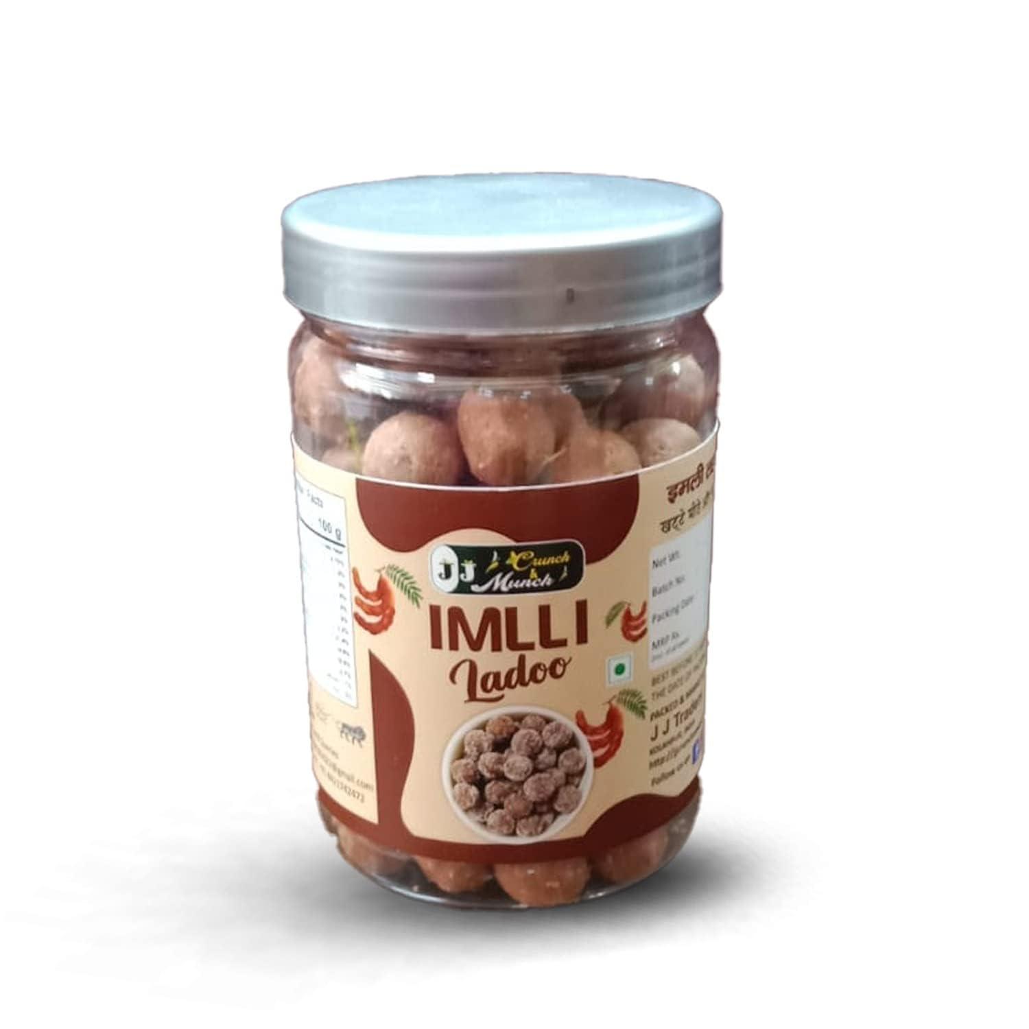 J J crunch N munch J J crunch N munch (Imli Ladoo) Natural Tamarind Candy Balls (Soft and Chewy) Digestive, Made Of Tamarind Pulp, Pack Of 3 (300 Gram Each).