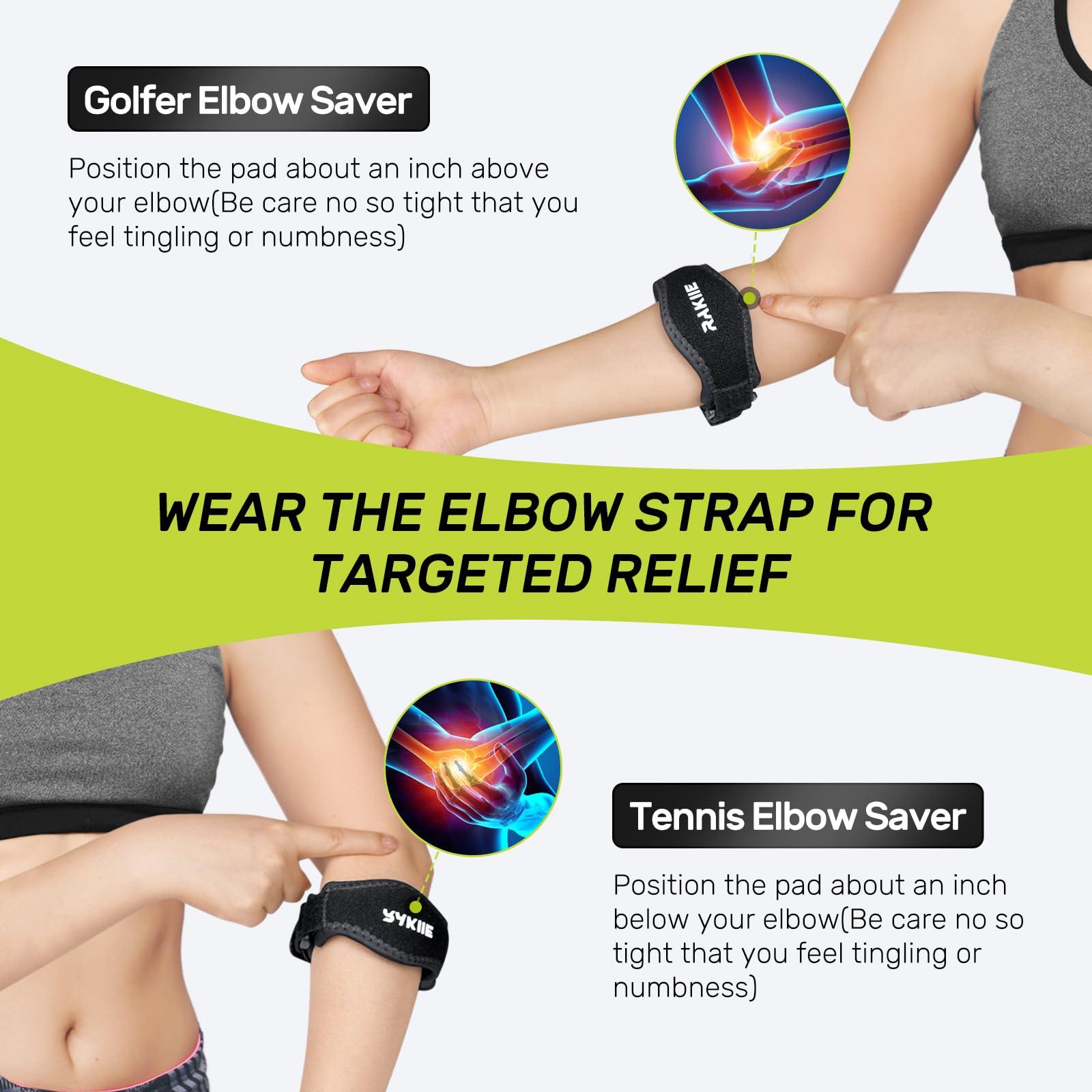Rakiie Rakiie Elbow Brace 2 Packs for Tendonitis, Adjustable Golf and Tennis Elbow Relief for Men and Women