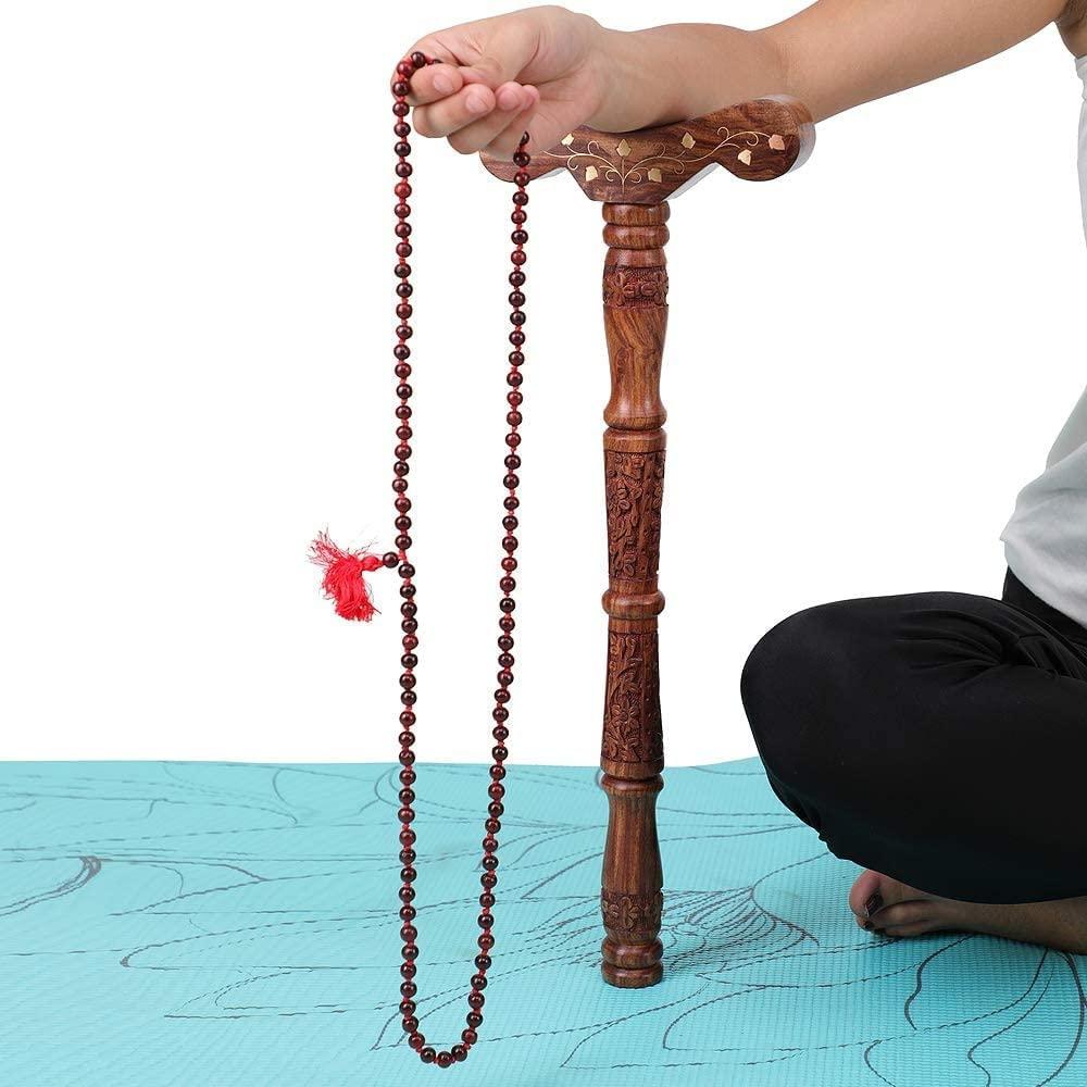 Wooden Cave Wooden Cave Wooden T-shaped Yoga Danda Meditation Stick for Improved Breath flow in Nostrils and for Yoga Practices